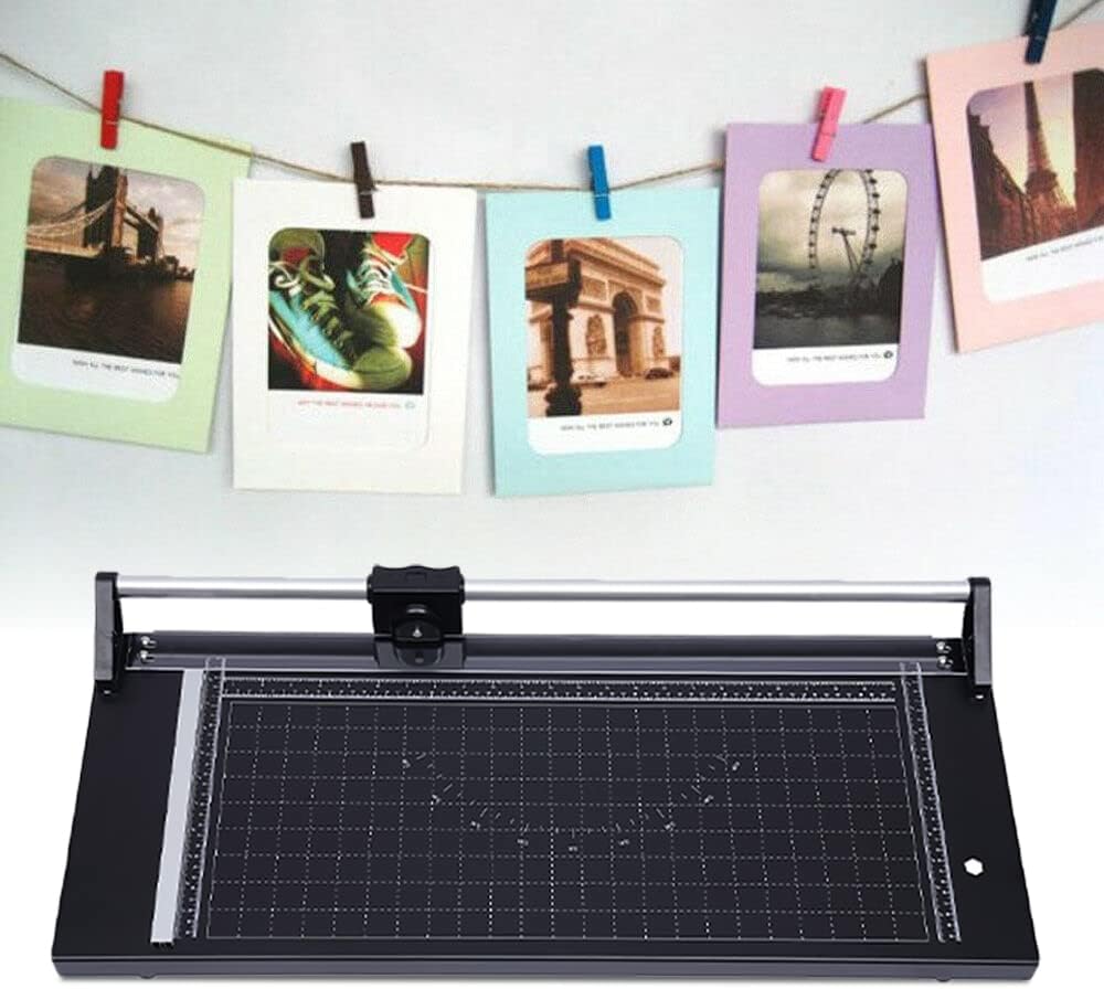 24 Inch Commercial Manual Precision Rotary Paper Trimmer Cutter,Heavy Duty,Smart Cut for Photo Paper, Film, Art Paper Jam, Office Paper, Thin Plastic Soft Board, PVC,Cutting Table 80x31.5cm