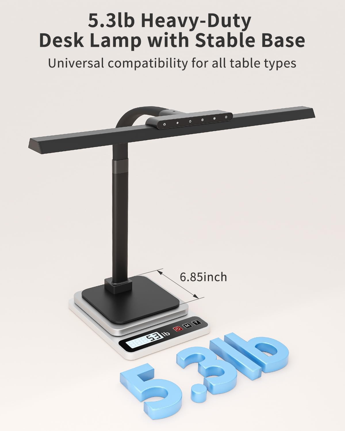 Desk Lamps for Office with Stable Base, 24W Touch Control Brightness Adjustable Tall Desk Lights, Eye-Caring Architect Task Light, Dimmable Brightness & Color Computer Lights for Desktop, Black