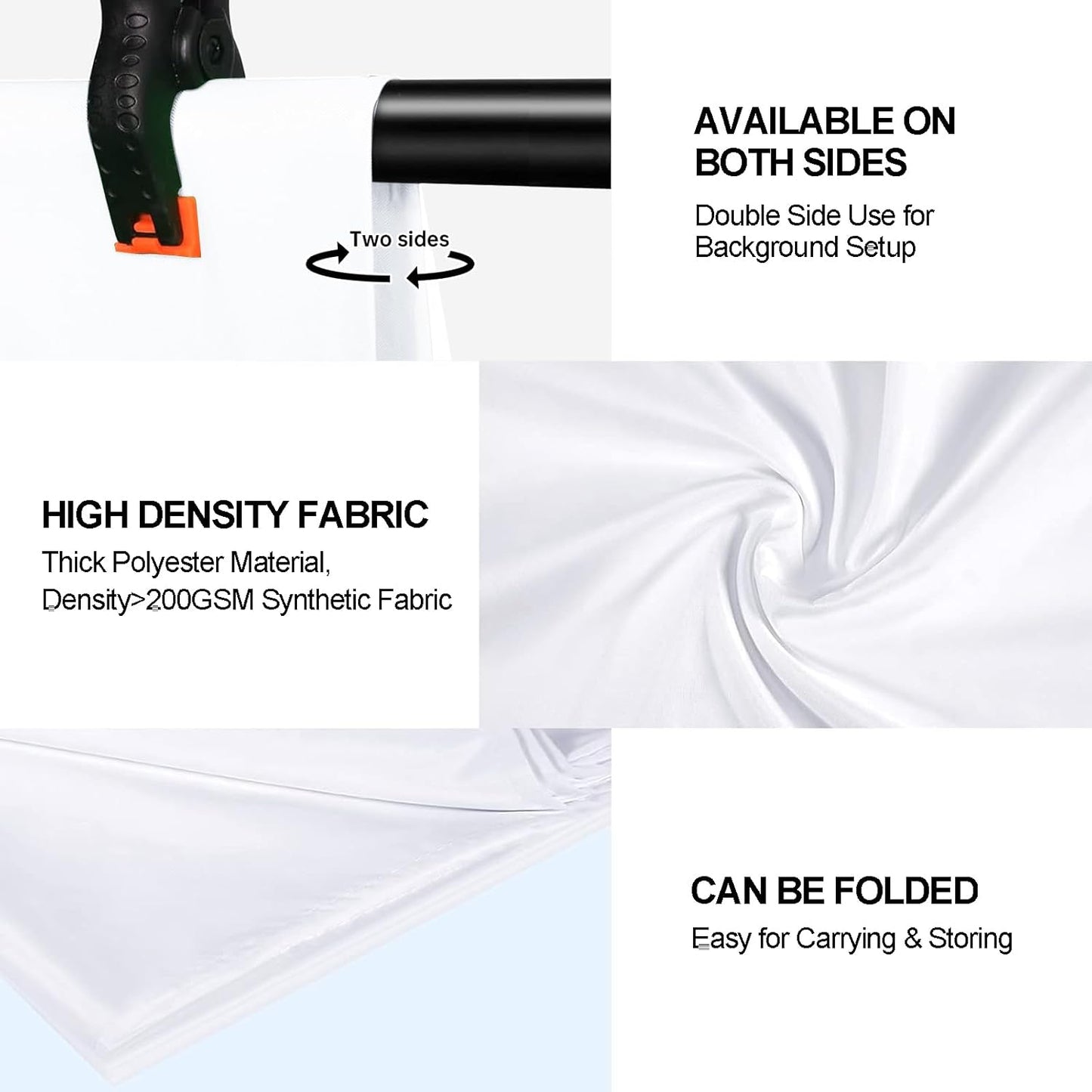 10x12 Ft White Backdrop Photography Cloth, Large White Screen for Professional Studio, Portrait, and Product Photography, Photo Background for Video, Film, INS, Live, Party, Decoration