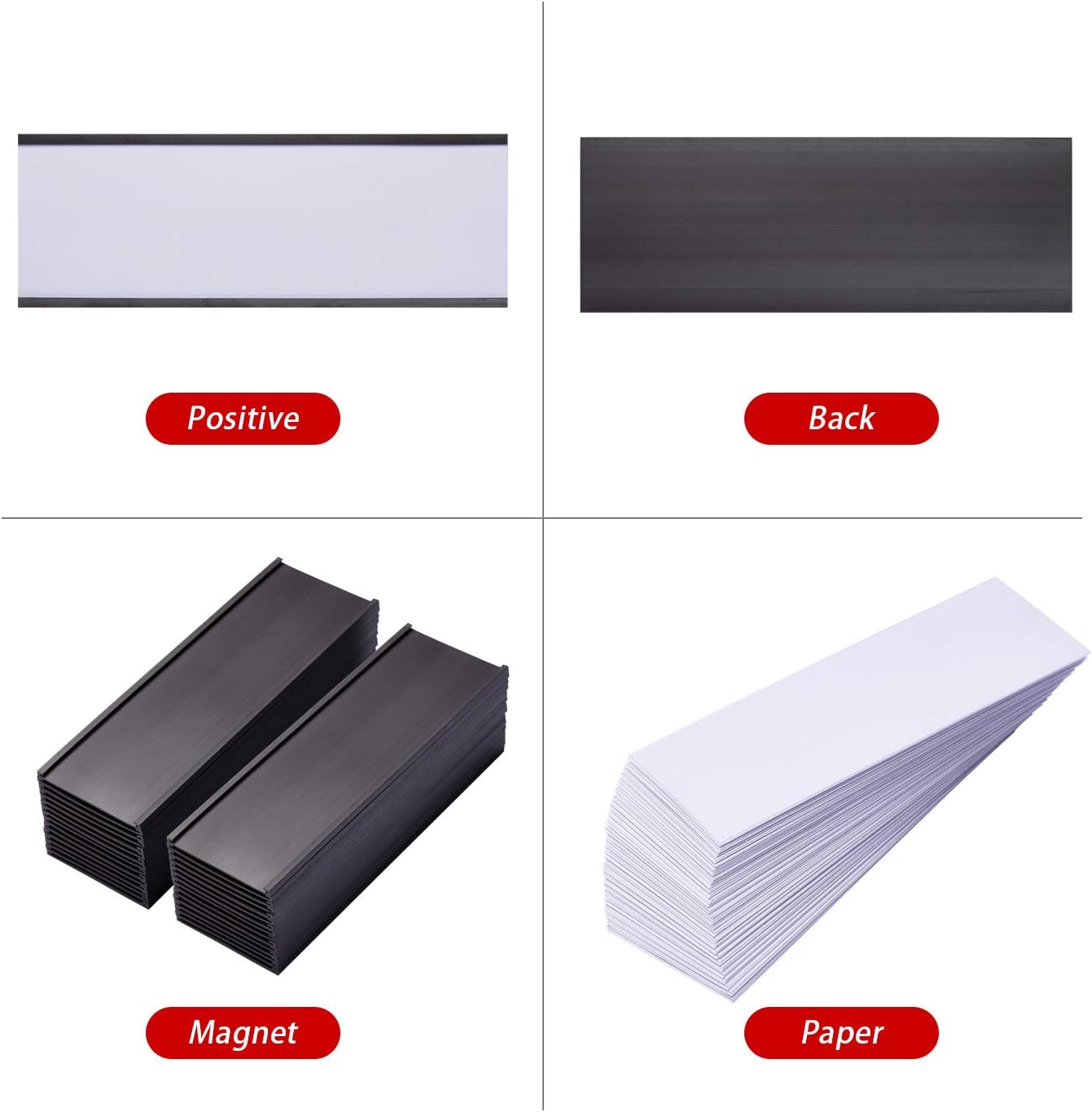 Eeoyu Magnetic Label Holders with Magnets Magnetic Data Card Holders with Clear Plastic Protectors for Metal Shelf, Whiteboard, Set of 30 (2 x 5.5 Inch)