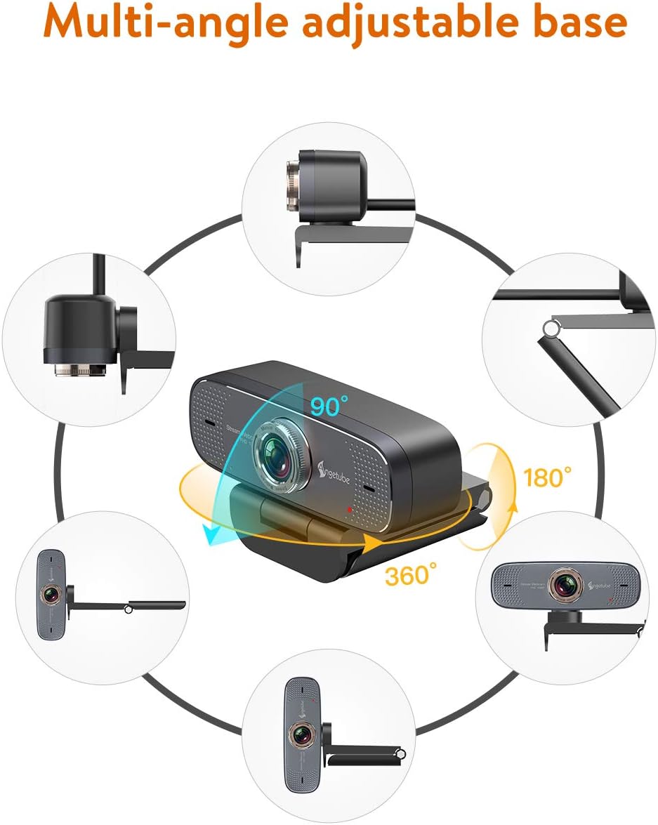 Angetube 1080P Web Camera for Computer HD Webcam with Microphone - USB PC Camera with 90-Degree Wide Angle, Plug and Play for Zoom | Skype | Teams | Streaming | Video Calling