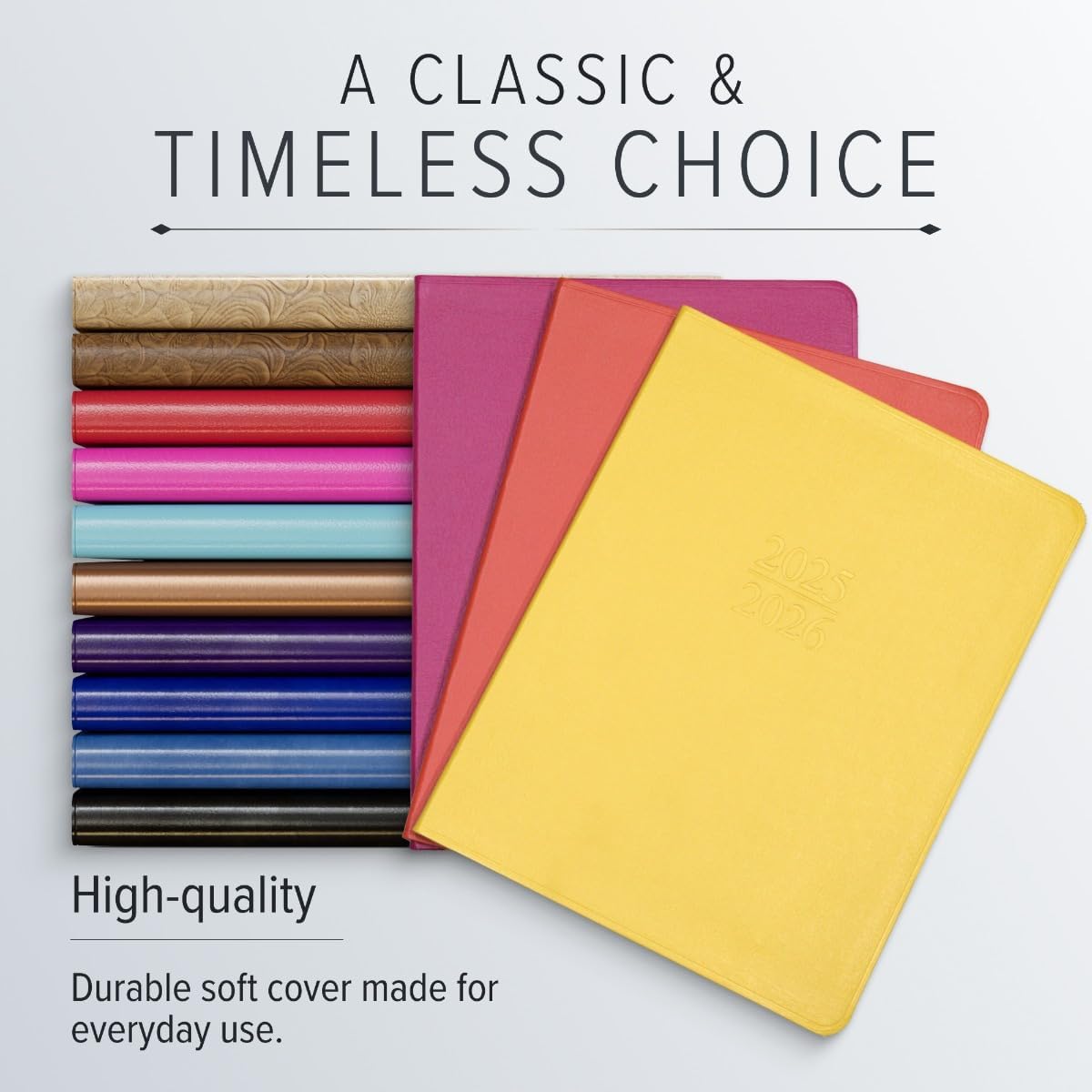 Gallery Leather Academic Planner 2025-2026, Teacher and Student Weekly Monthly Planner, Elegantly Bound Calendar with Gold-Gilded Page Edges, 18 Months - Acadia Green - 9x7"