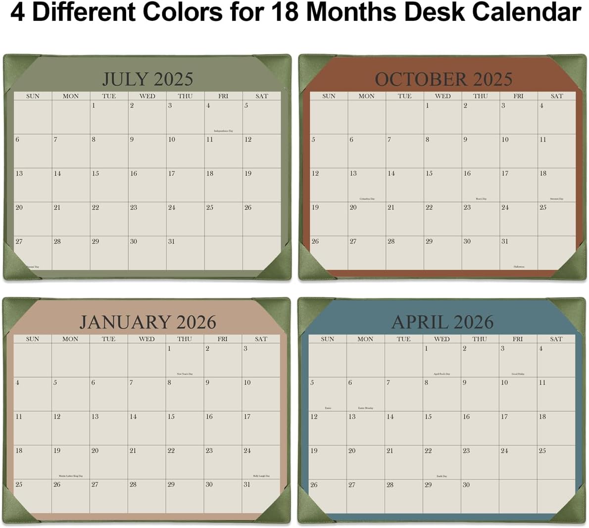 Desk Calendar 2025-2026 with Desktop Mat, 18 Month Small Desk Pad Calendar from September 2025 to December 2026, 8.5" x 11" Desk Pad Calendar 2025-2026 for Home, School Office, Cyan