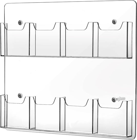 Eersida Acrylic Brochure Pamphlet Holder Brochure Display Stand Business Tri Fold Multi Slot Holder Rack Wall Mount Clear Pocket Space Saver for Flyer Literature Menu Advertise