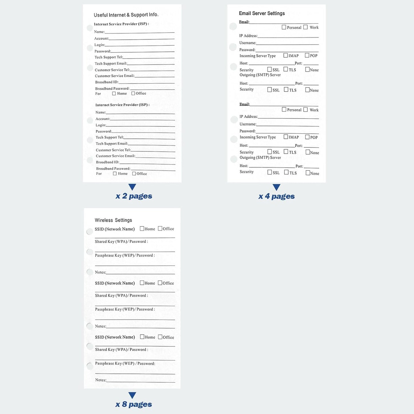 A6 Password Book Refill Pages, 576 Entries Space Password Replacement Pages - 216 Refills Page, Website Internet Logbook, 6.8in x 3.7in