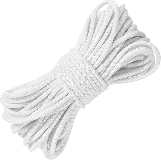 1/8 inch Non-Slip Elastic Band -3mm 15 Yards Soft Elastic Cord Stretch String Braided Thread for Sports Gear, DIY Crafts, Hair Bands,Shoelaces, Apparel Making & Camping Tie Down (White)