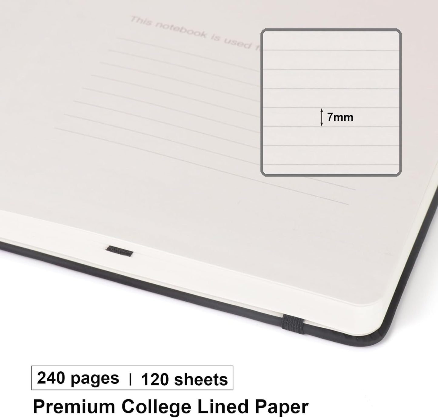 Comix Lined Journal Notebook for Women Men, Journaling Notebooks for Office School Home, 240 Pages, 5.5" x 8.3", College Ruled, A5, Hardcover, Black