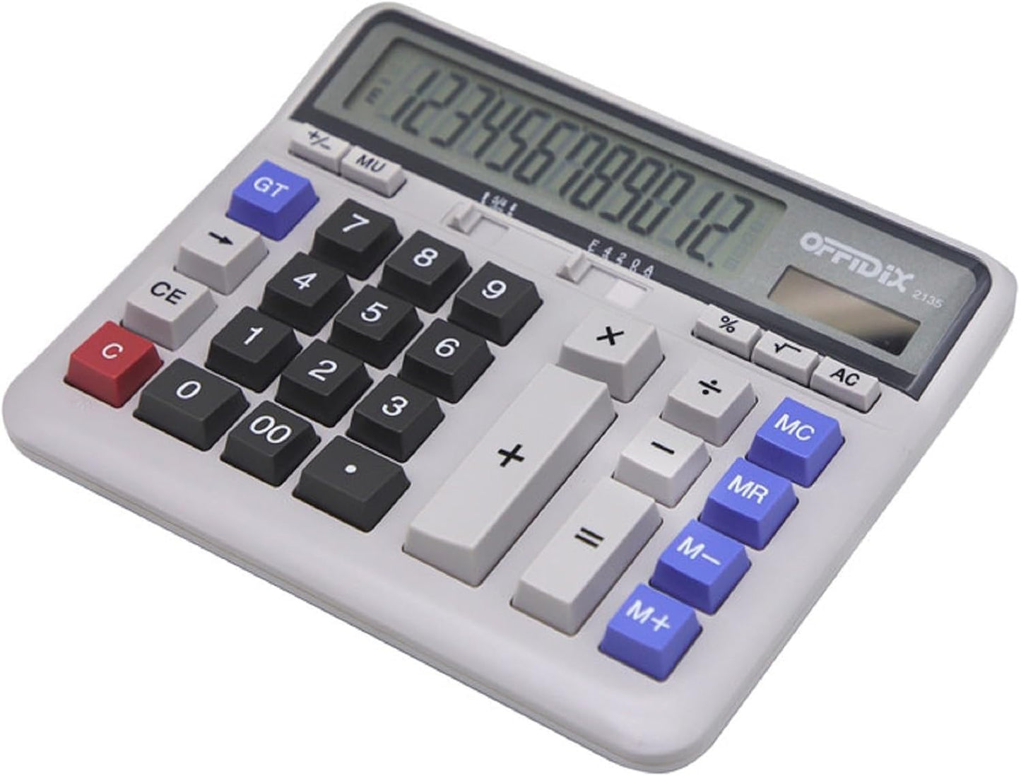 OFFIDIX Office Computer Key Electronic Calculator, Financial Calculators for Bank Stuff and Accouter, Financial Accounting Style 12-Digit Display with Battery and Solar Desktop Calculator