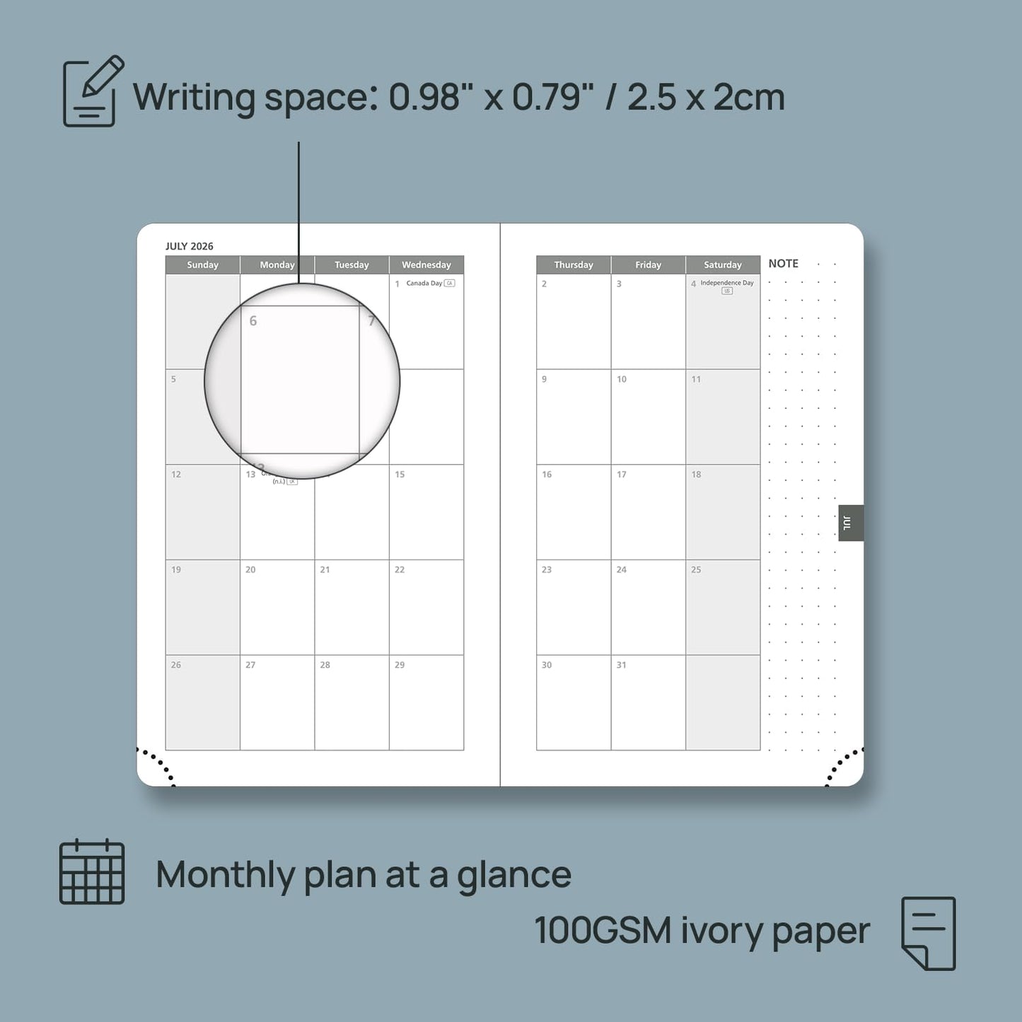 POPRUN 2026 Planner (Pocket Size 4''x 6.25'' Hardcover) - Small Calendar for Purse with Hourly Schedule & Vertical Weekly Layout, Monthly Calendars, 100 GSM - Violet