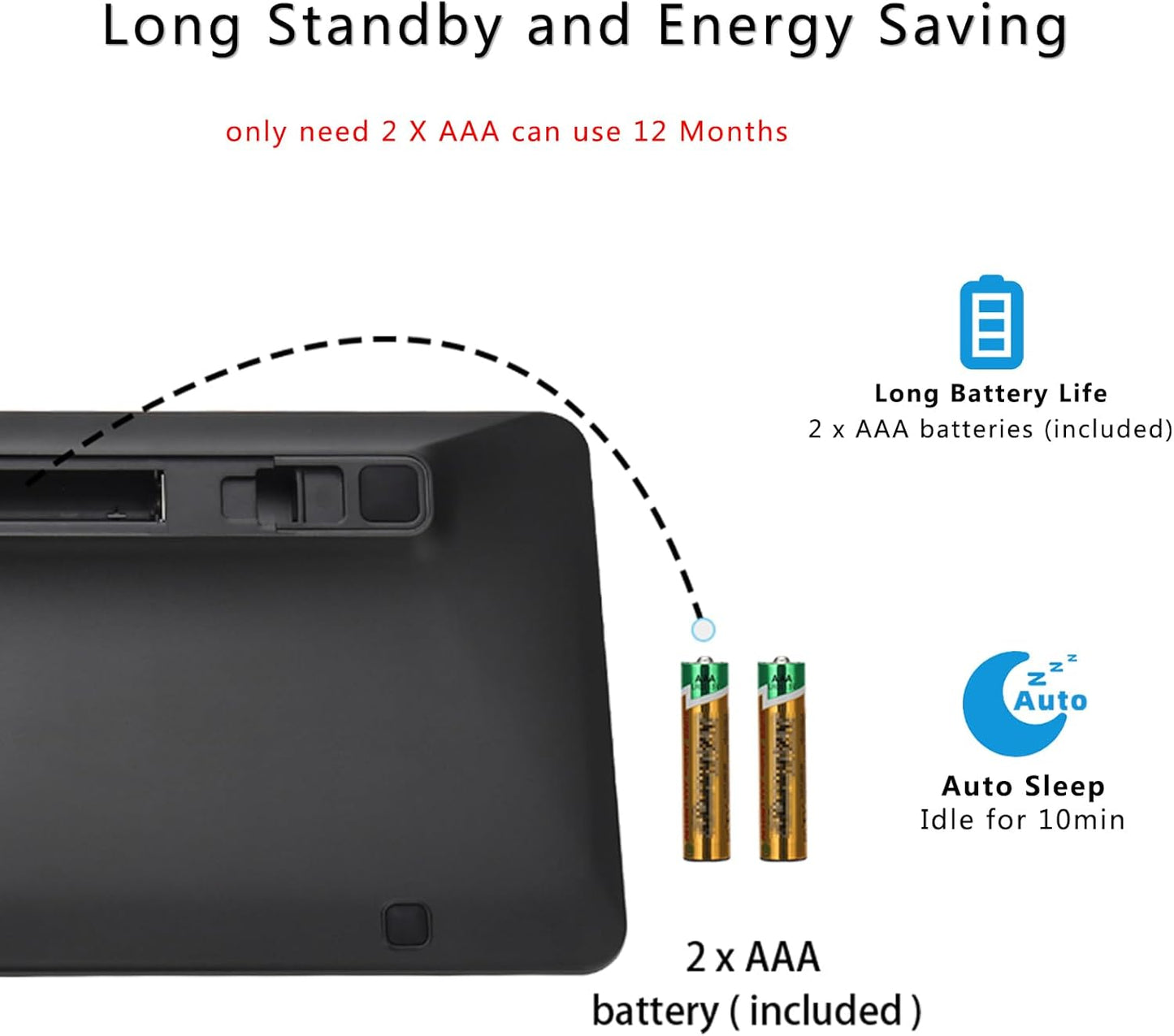 Wireless Bluetooth Keyboard, Universal Multi-Device Keyboard with Number Pad and Media Hotkeys, USB + Dual BT Connection, Ergonomic Design Slim for Windows Computer/Laptop/Tablet