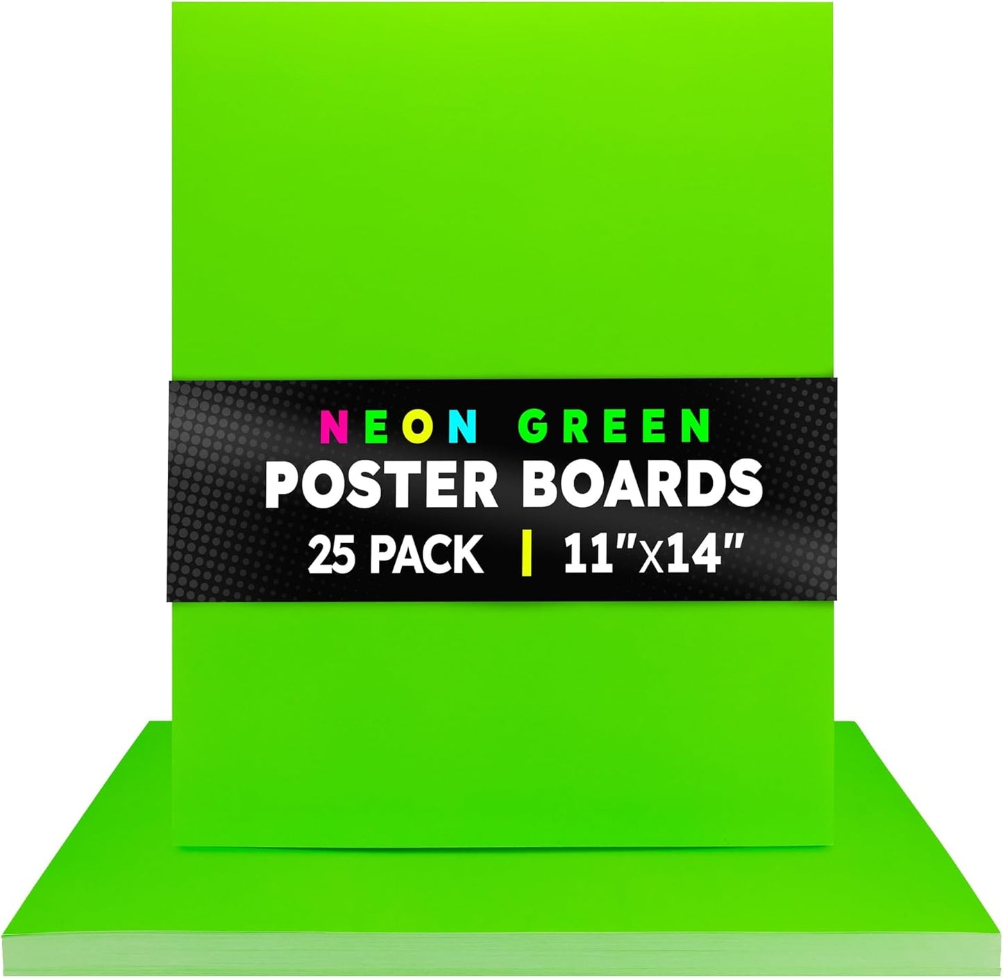 Hygloss Medium Poster Board 11x14 - 25 Neon Green Single Color Poster Boards Bulk Pack - 10 Pt. Thickness Colored Poster Board Paper for Projects, Signs, Displays - Posterboard Multipack 11" x 14"