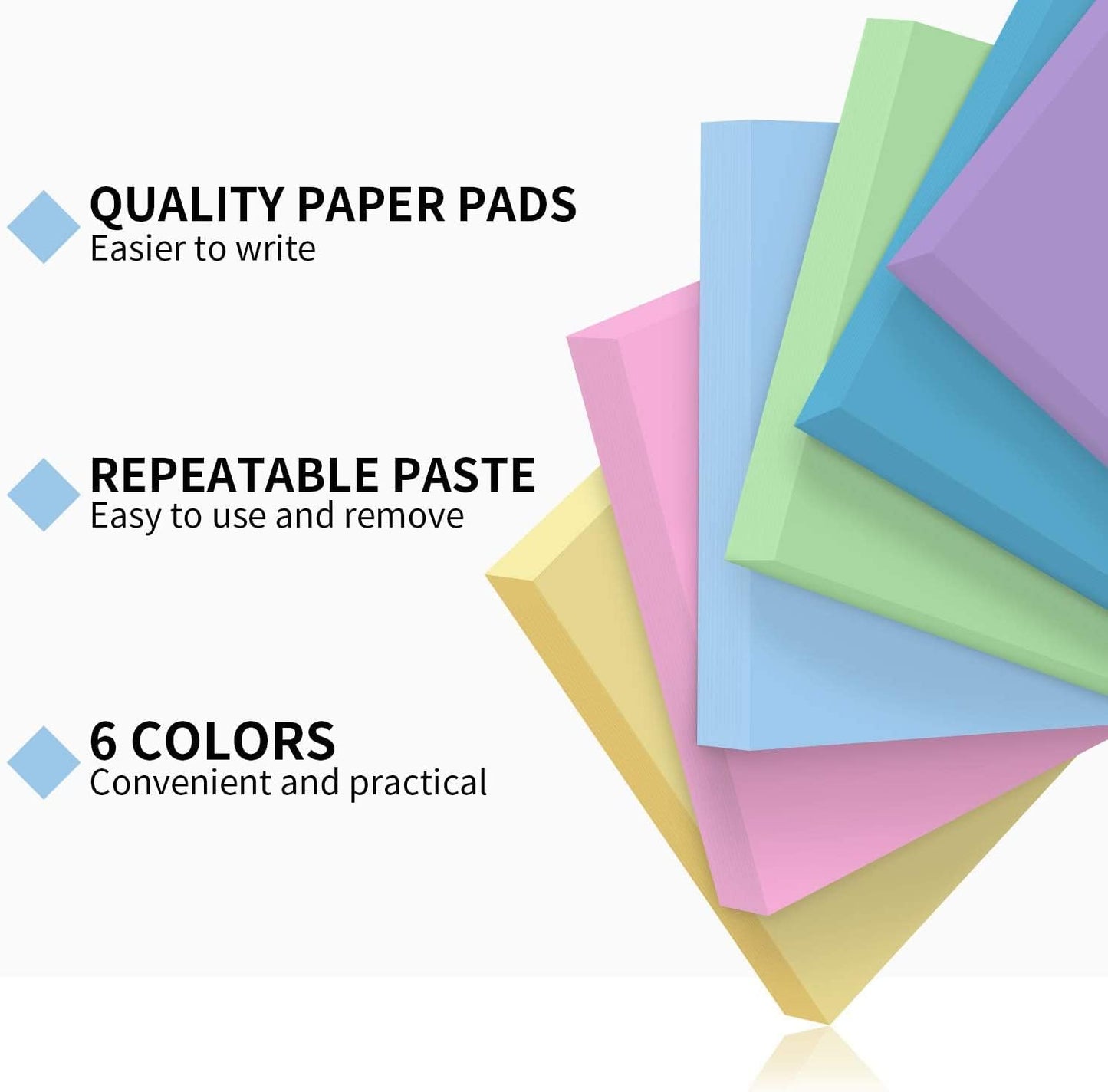 MyLifeUNIT Sticky Notes 3x3, Bulk Pack 108 Note Pads 10800 Sheets for Daily Reminder, Self-Stick Notes with 6 Assorted Colors for Office School Home Notebook Supplies