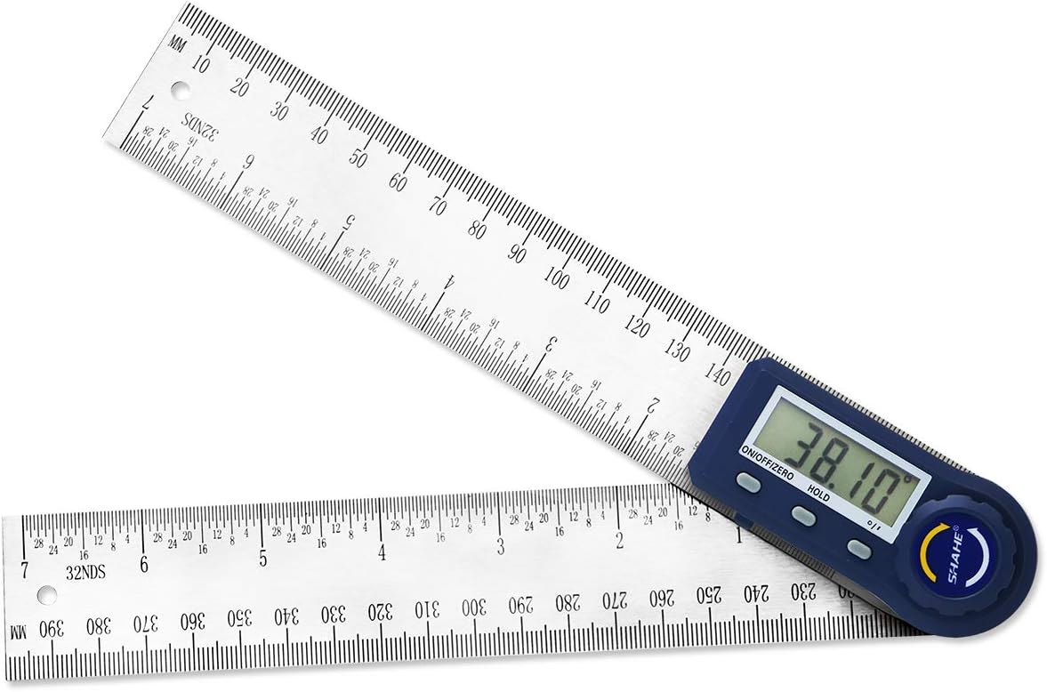 Digital Angle Finder,2 in 1 Digital Protractor, 7 inch / 200mm Stainless Steel Digital Angle Ruler with Zeroing and Locking Function