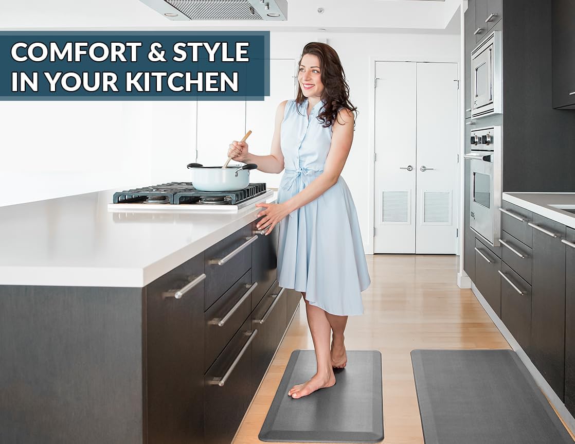 ComfiLife Anti Fatigue Floor Mat – 3/4 Inch Thick Kitchen Mats for Floor, Standing Desk Mat, Kitchen Rug – Comfort at Home, Office – Durable – Stain Resistant – Non-Slip Bottom (20" x 32", Charcoal)