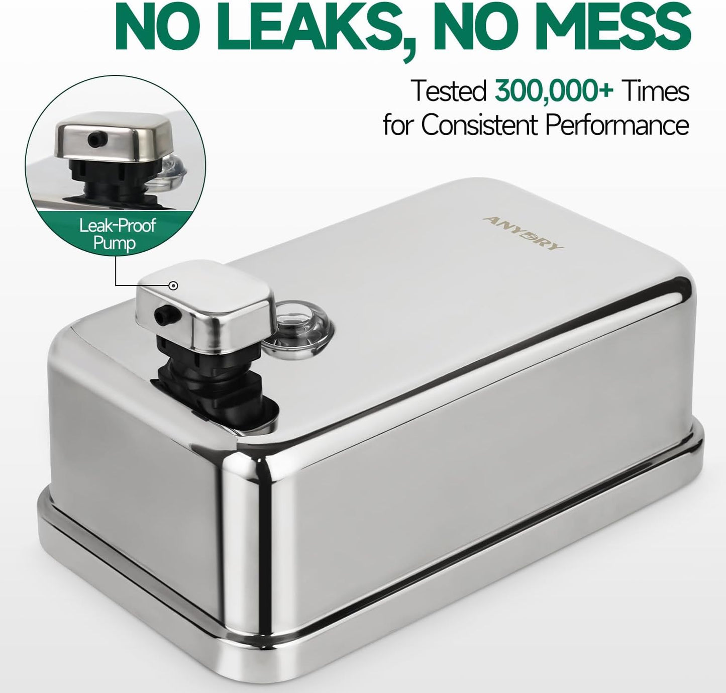 Commercial Wall Mounted Soap Dispenser 37oz 1100ml Large Capacity Polished Stainless Steel Manual Dispenser for High Traffic Restrooms