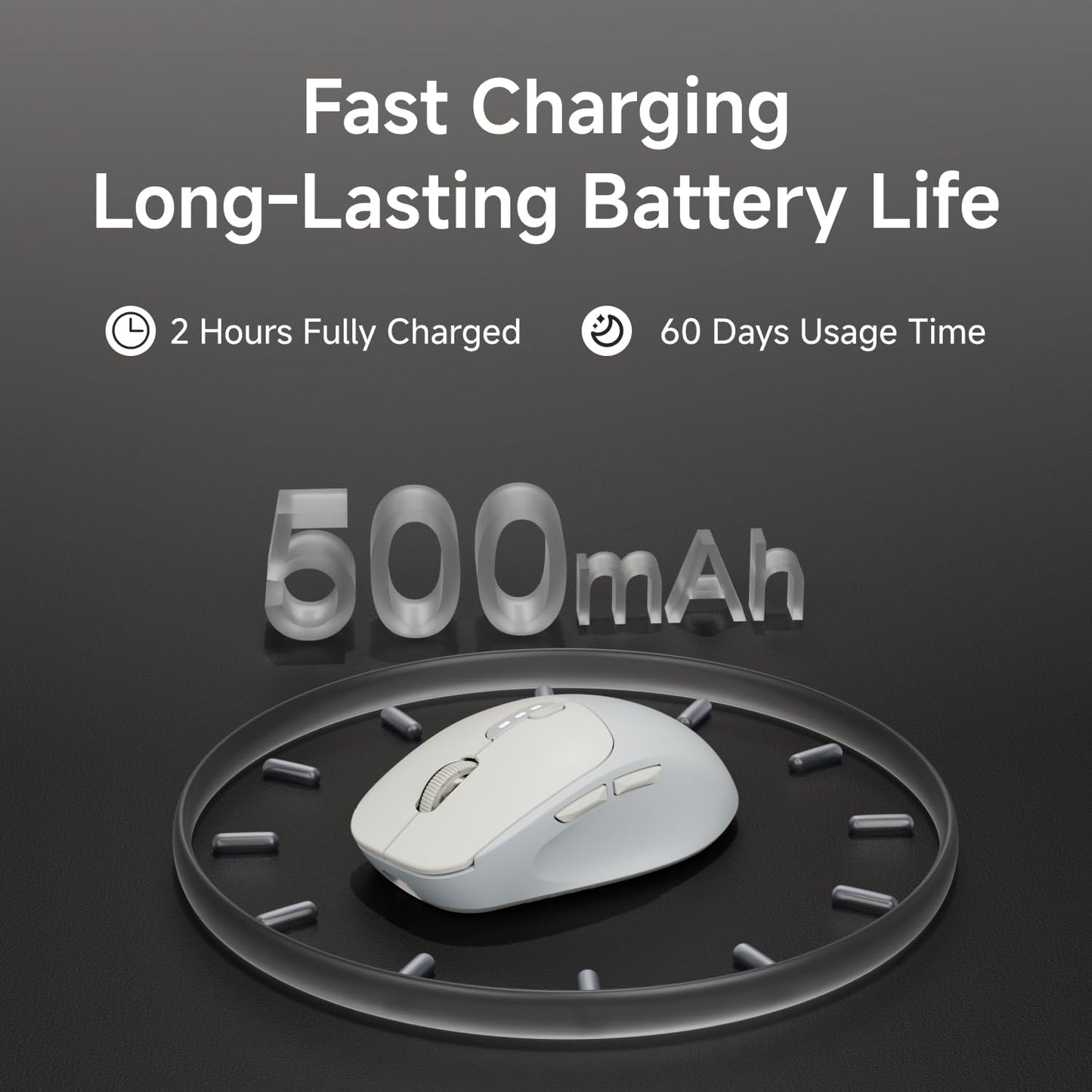 EWEADN Q5 Wireless Mouse, Bluetooth & 2.4G Quiet Computer Mouses with 1600 DPI, Battery Level Display, Ergonomic Office Mouse,6 Button Portable Cute Cordless Mice for Laptop/PC/Mac- Grey