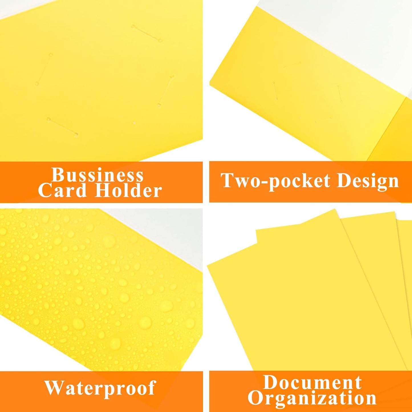 50Pcs Yollow with Pockets -2 Pocket Folders for Documents,Cute Paper Folders for Filing Cabinet,School,Office,Resume Portfolio