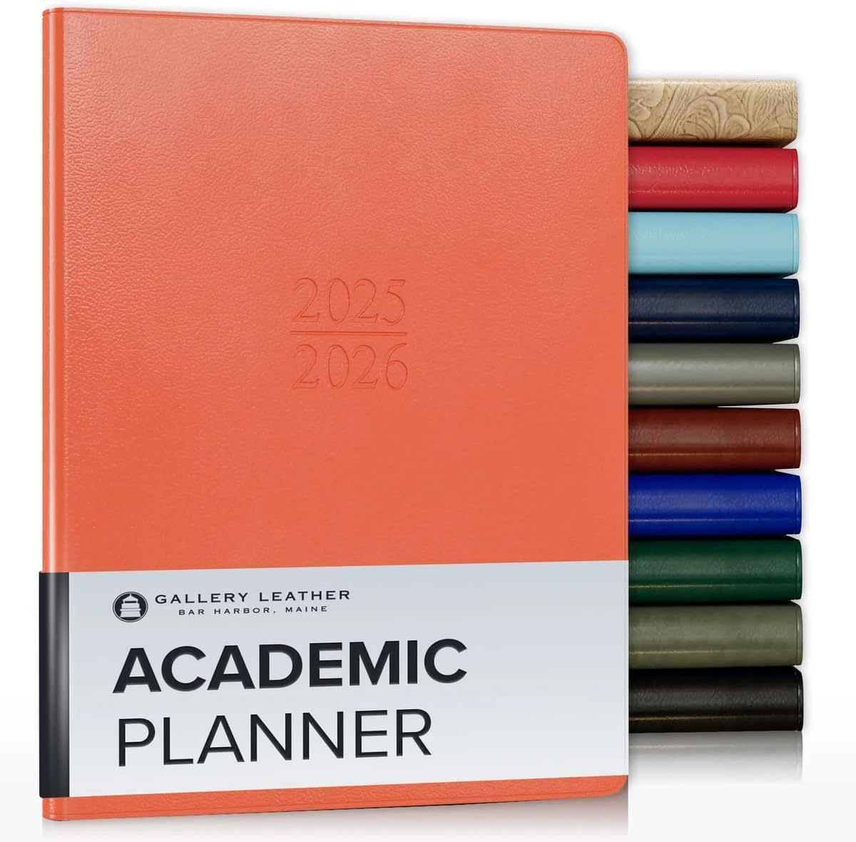 Gallery Leather Academic Planner 2025-2026, Teacher and Student Weekly Monthly Planner, Elegantly Bound Calendar with Gold-Gilded Page Edges, 18 Months - Caribbean Sunset - 9x7"