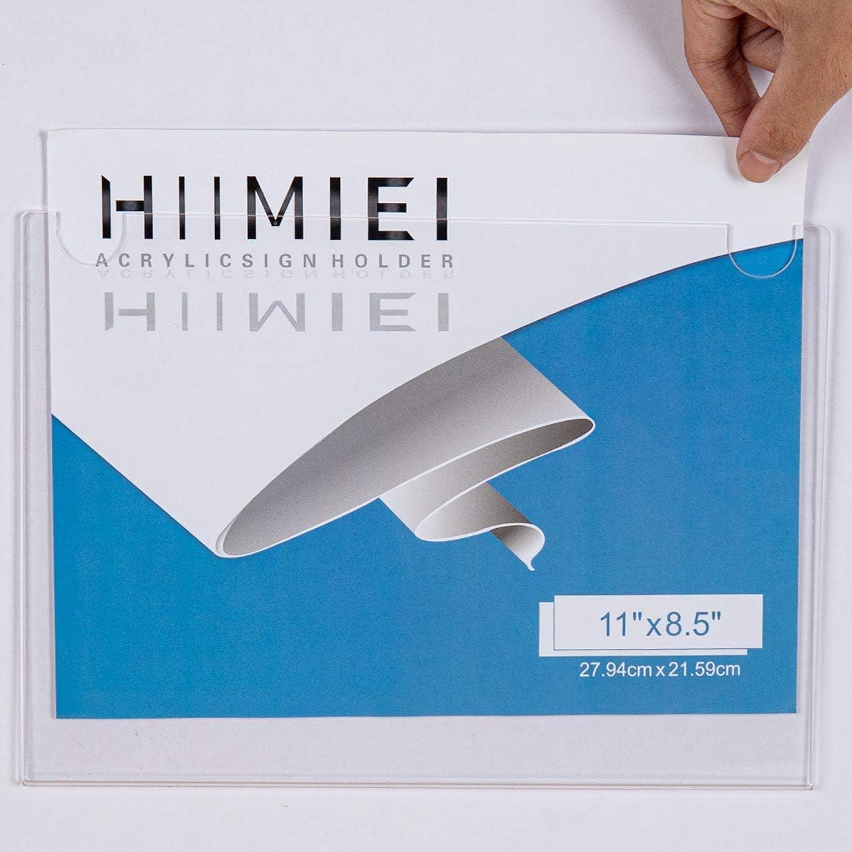 HIIMIEI Acrylic Wall Mount Sign Holder 8.5 x 11 Horizontal 12 Pack, Clear Paper Document Holder, Wall Mount Ad Frame with 3m Tape Adhesives & Screws for Office, Home, Store, Restaurant