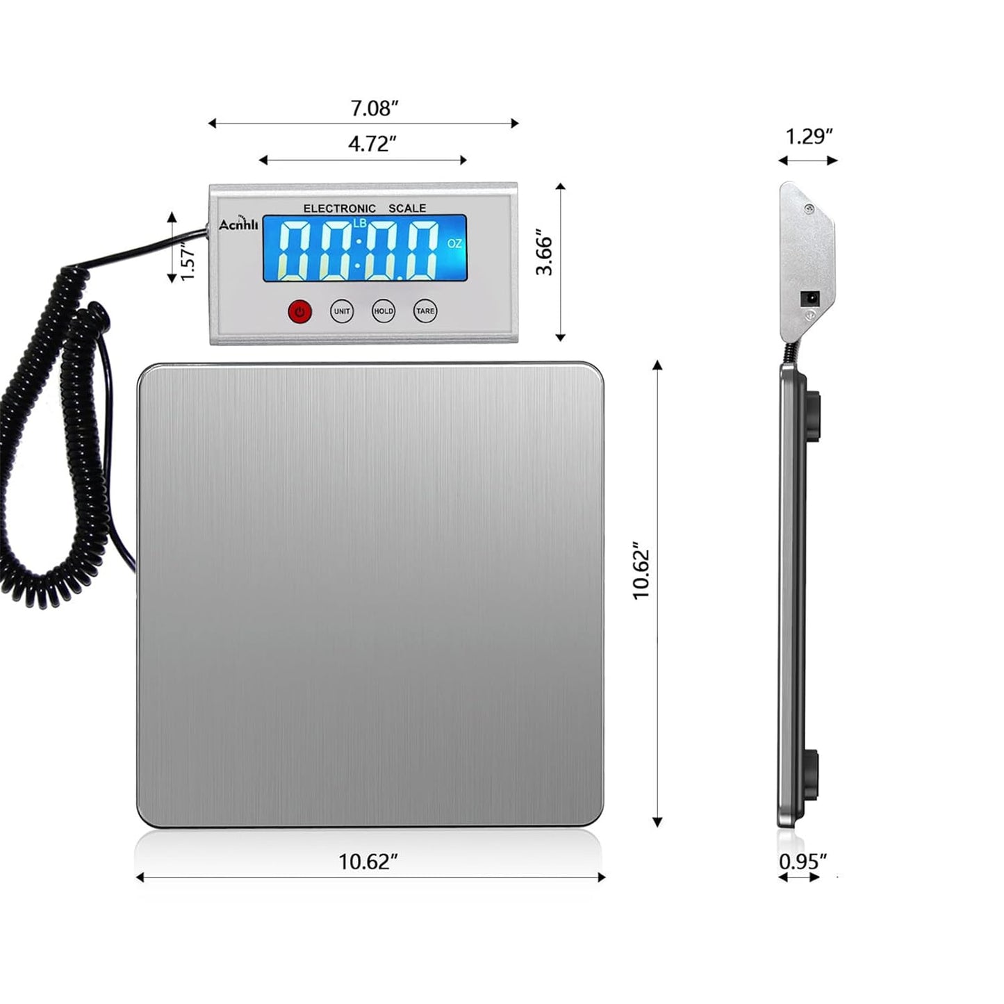 Digital Shipping Scales 440 pounds, Stainless Steel Heavy Duty Postal Scale for Warehouses, Homes, Offices, and Courier Companies, Including Product Manuals and adapters