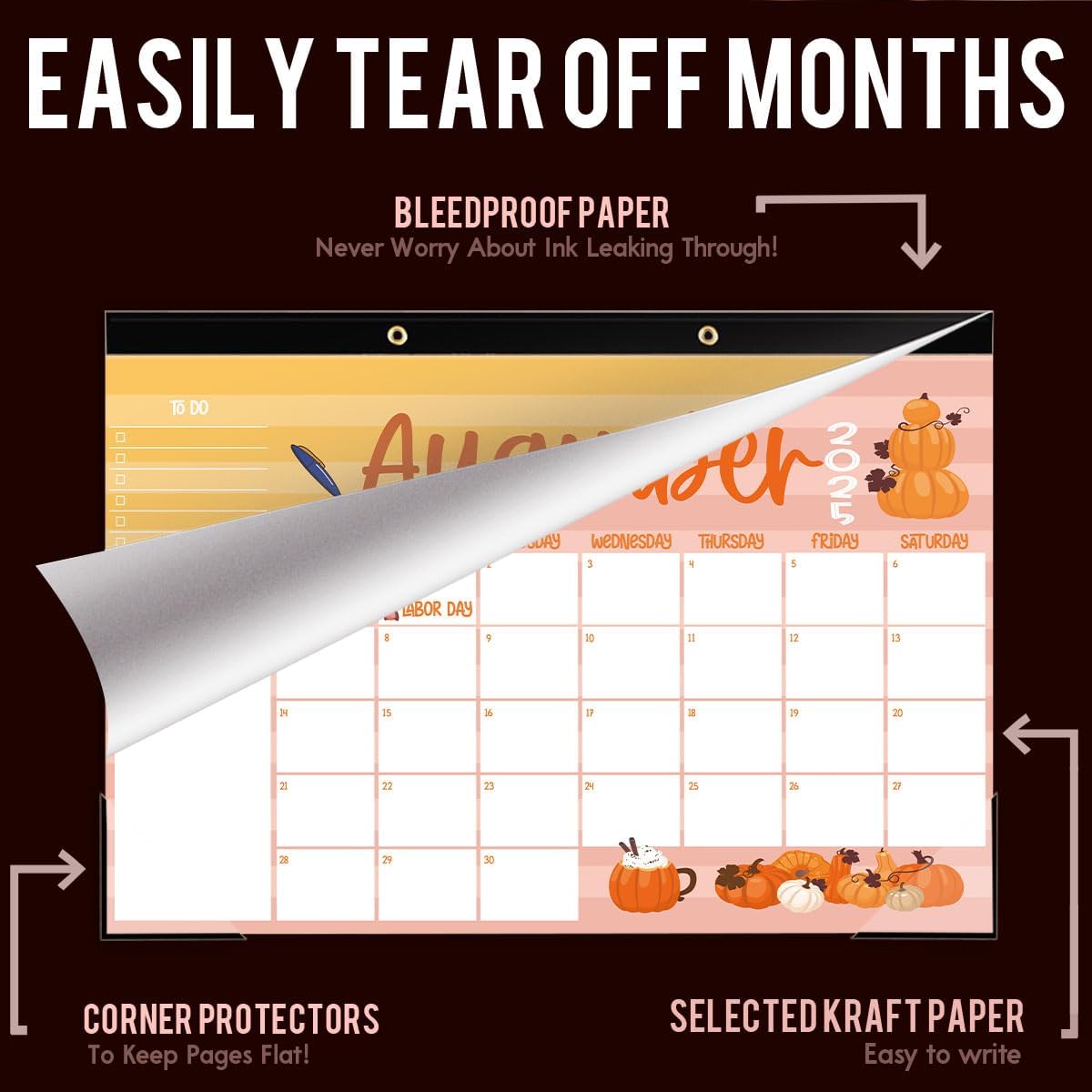 Large Doodle Teacher Desk Calendar 2025-2026 25-26 Teacher planner 17-Month 2025-2026 Desk Desktop Holiday Monthly classroom Calendar 2025 August 2025-December 2026 with Holiday Planner Stickers