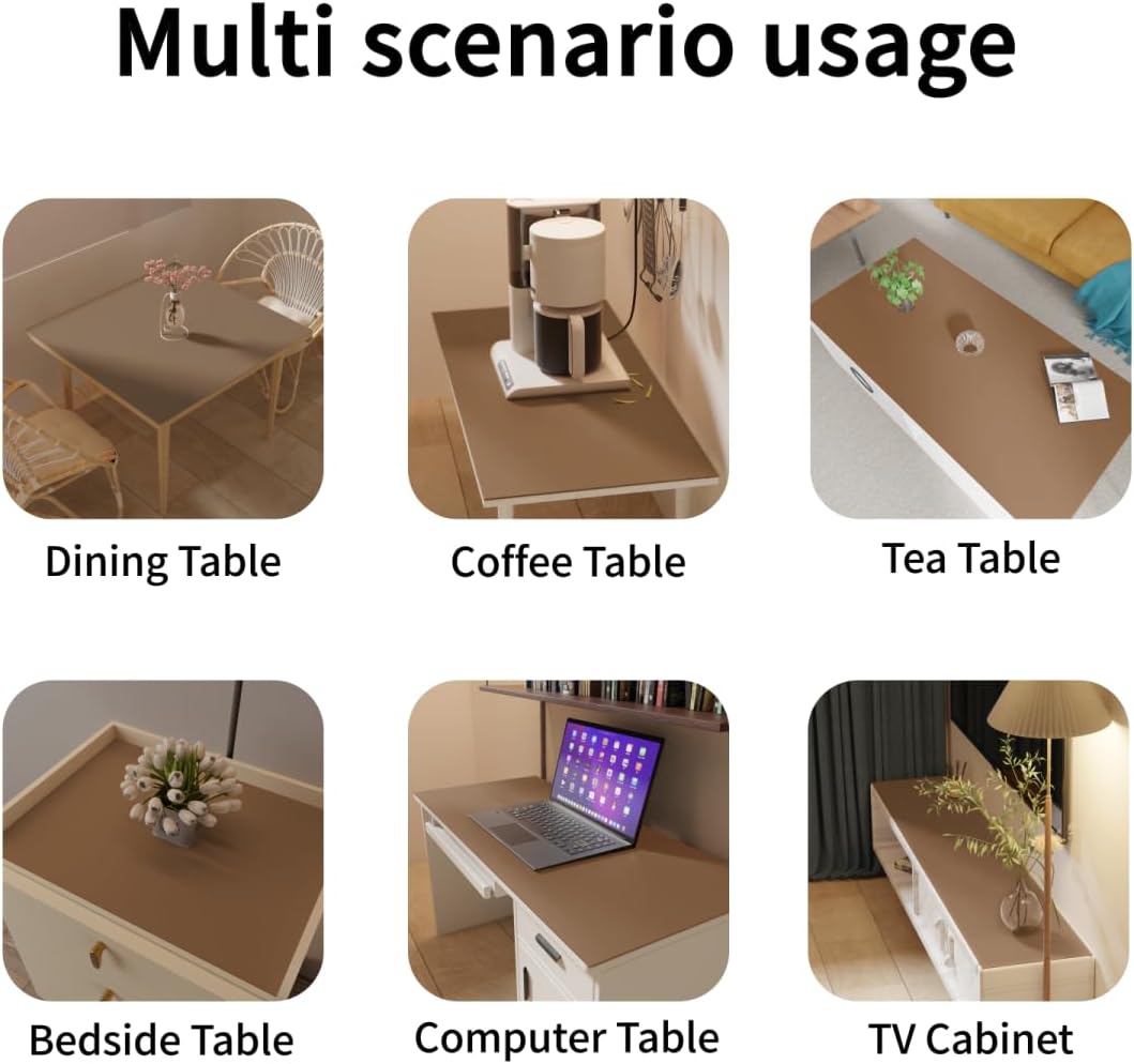 Desk Cover Protector - Used for Square Table Waterproof and Easy to Clean Good Flatness Easy to Used for Dining Table(Mud Color+Champagne Gold 44x44)