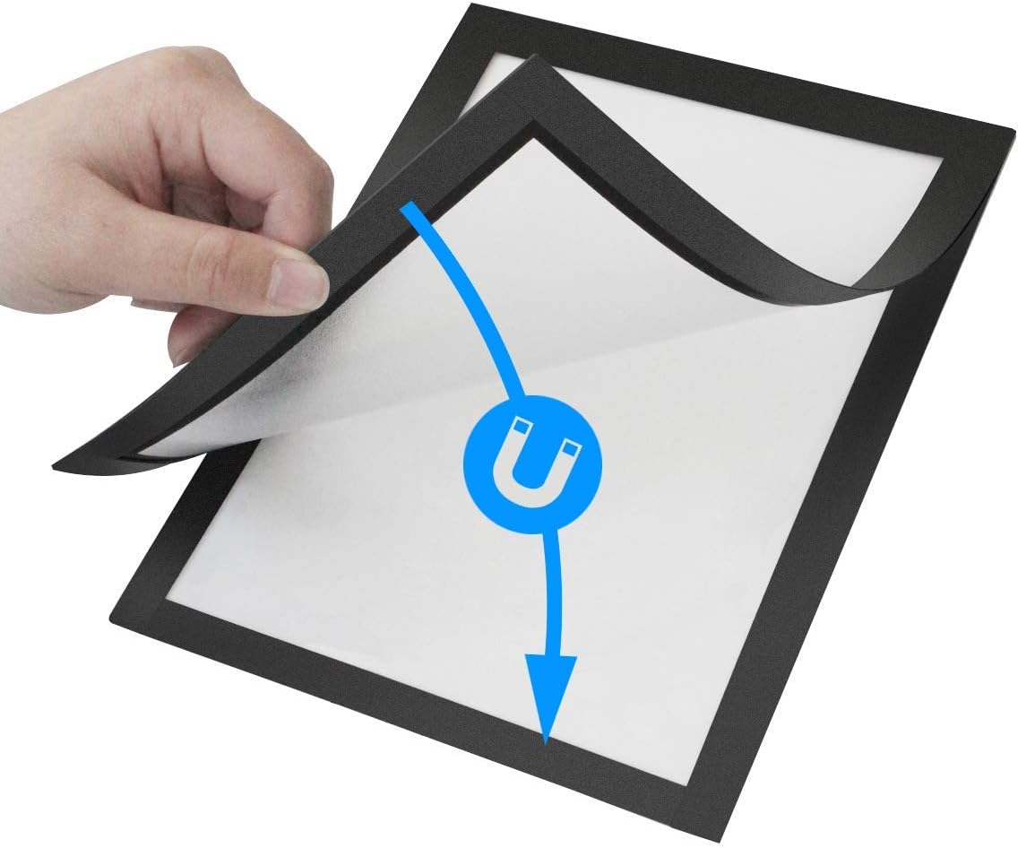 Document Sign Holder Pockets with Adhesive Back, Plastic Poster Picture Notice Display Frame for Window/Door/Wall/Cabinet, 8.5 x 11.6 Inches, Black, 30 Pack