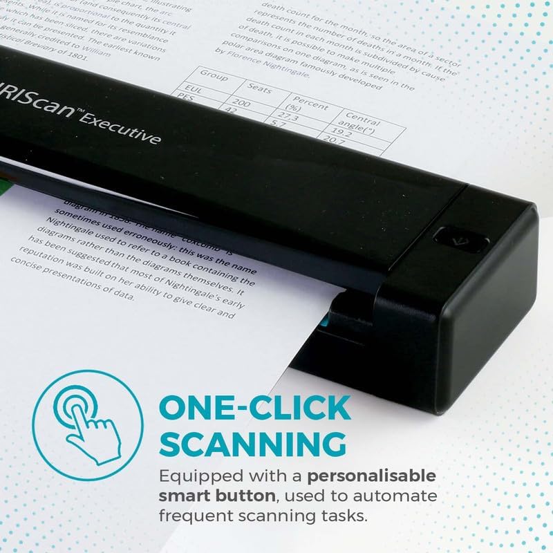 IRIScan Executive Portable scanner-v4pro 8PPM Duplex Document Scanner,Receipt Scanner, Free Readiris PDF Editor, scanners for Computers, scan to Word, PDF, XLS, Bus.Cards to Outlook,USB Windows only