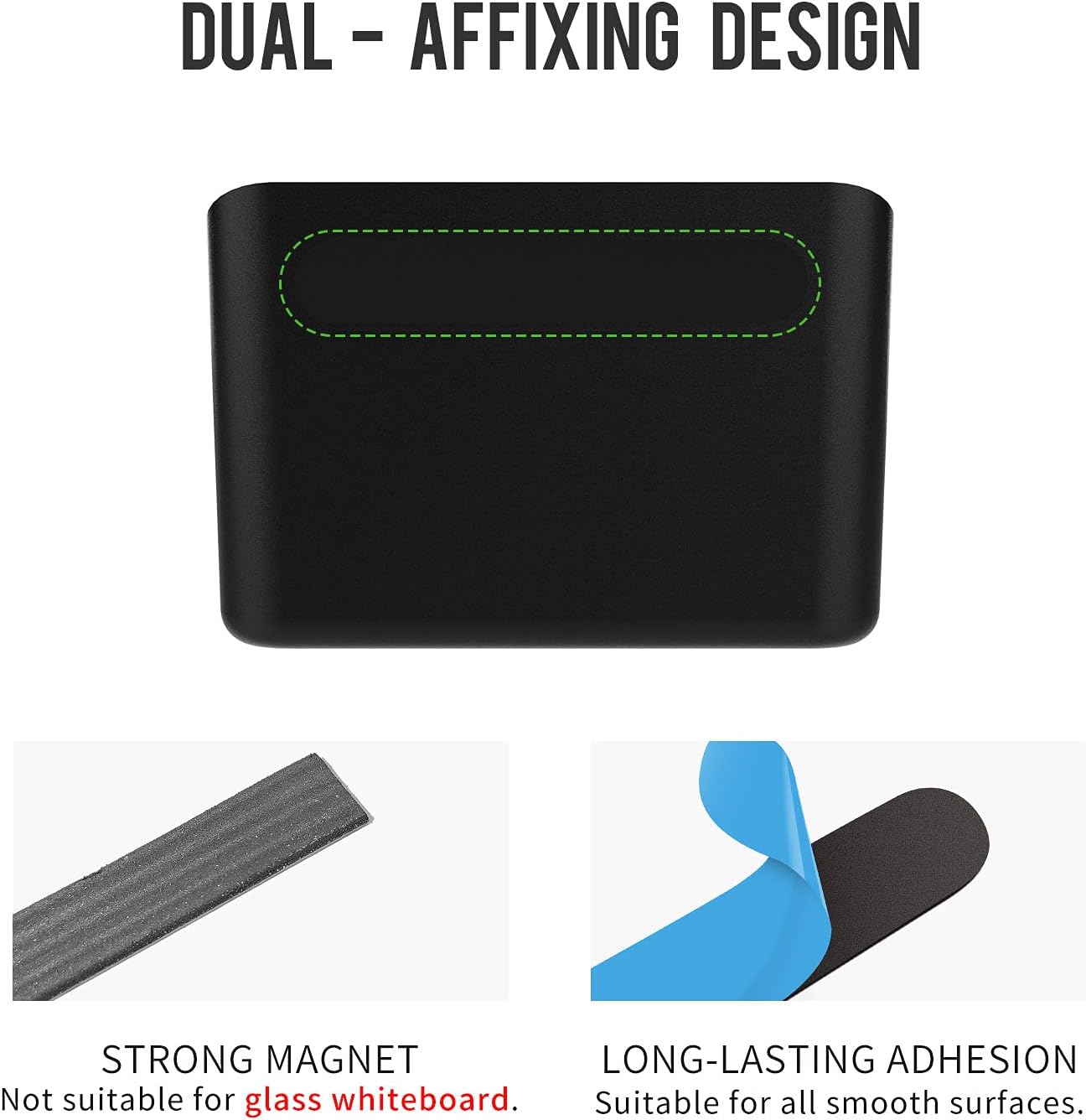 loukin Magnetic Marker Holder, Dry Erase Marker Holder, Remote Control Holder, Magnetic Storage Organizer for Whiteboard or Refrigerators (Black)