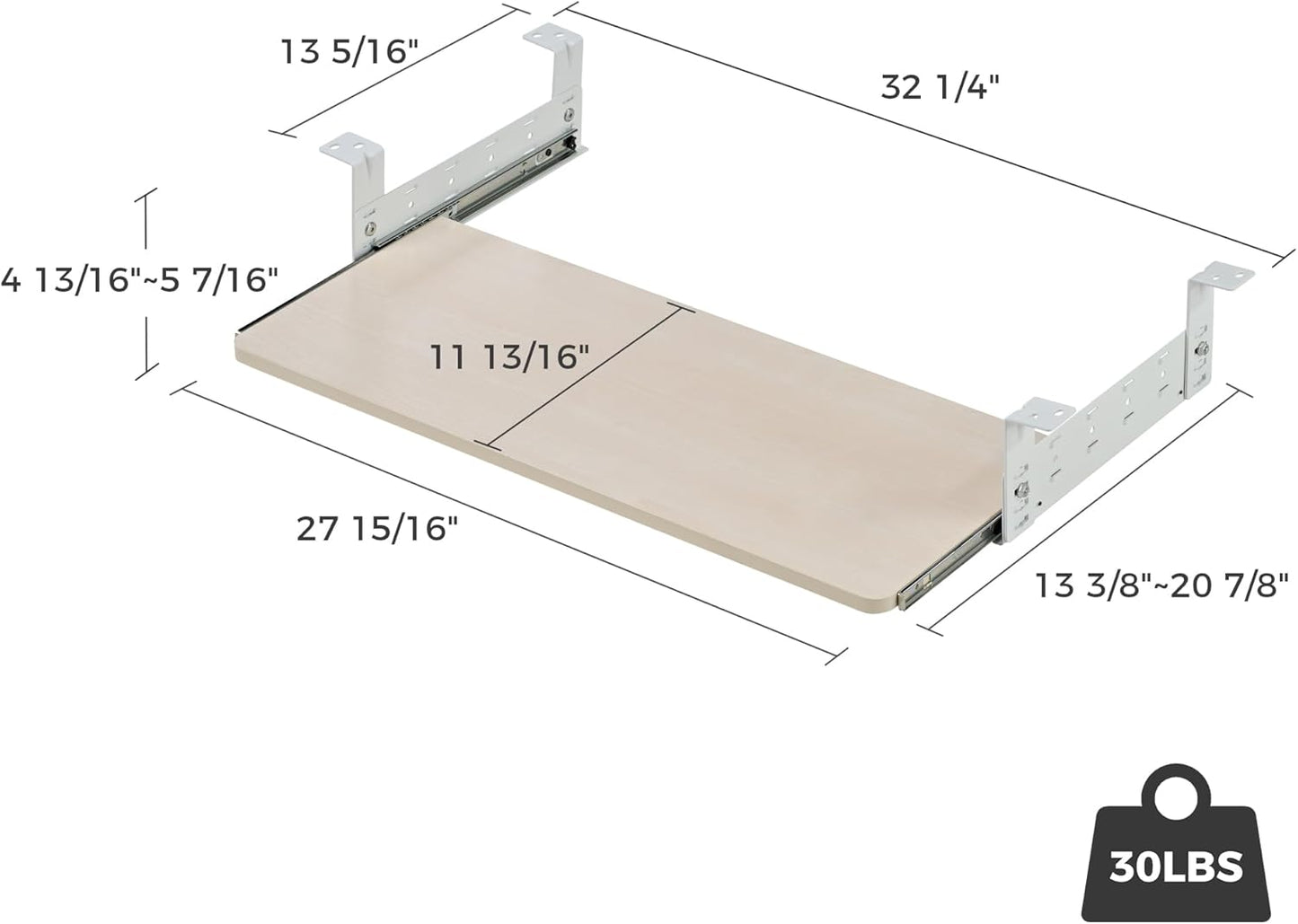 EUREKA ERGONOMIC Adjustable Keyboard Tray Under Desk, 28x11 Inch Large Slide Out Keyboard & Mouse Platform Tray, Wooden Pull Out Computer Keyboard Drawer for Typing Home Office Desk, Maple