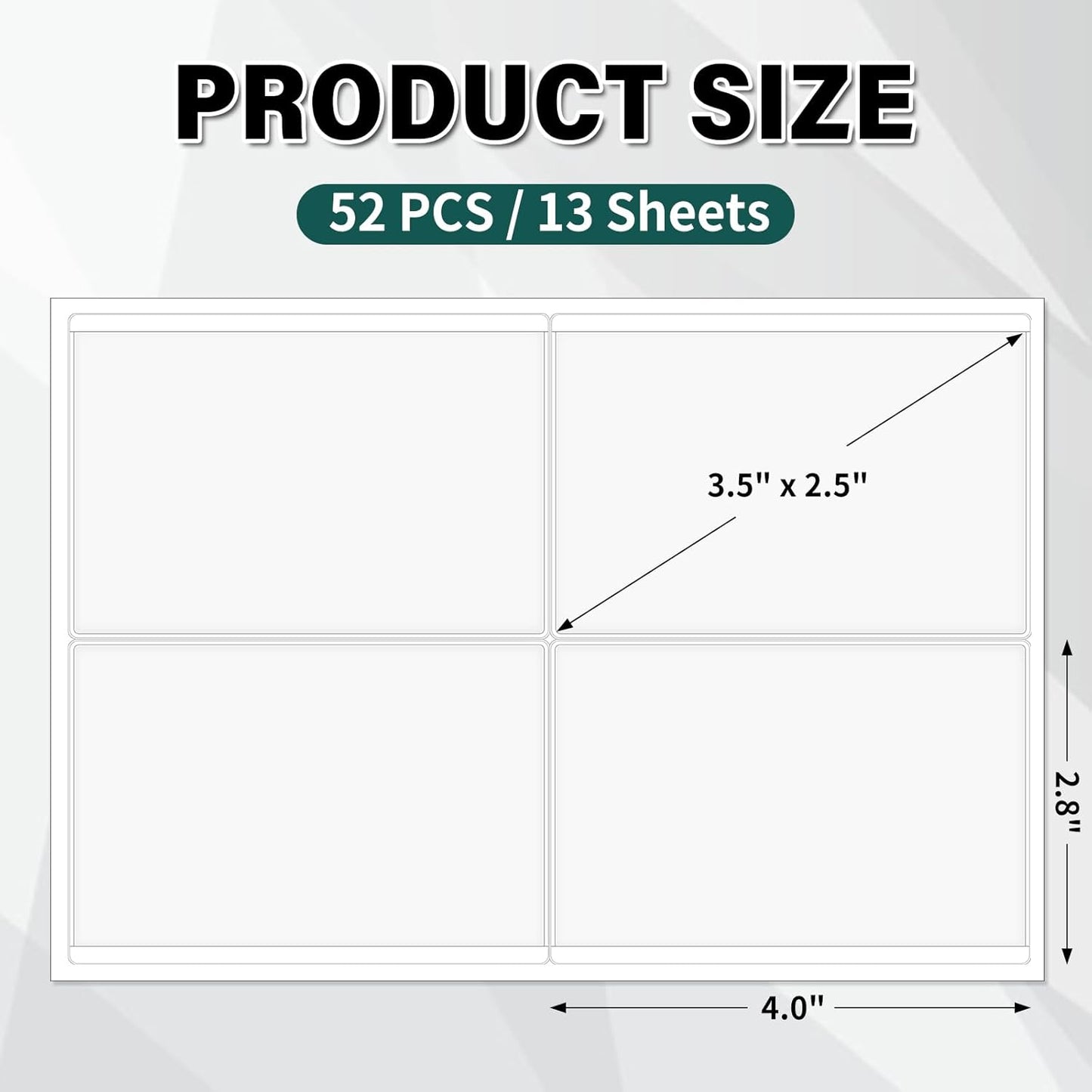 52 Pack Index Card Pockets with Top Open, 3.5 x 2.5 Inch Adhesive Label Pockets Clear Plastic Index Card Holder for Organizing, Storage Bins, Library Cards, Notes