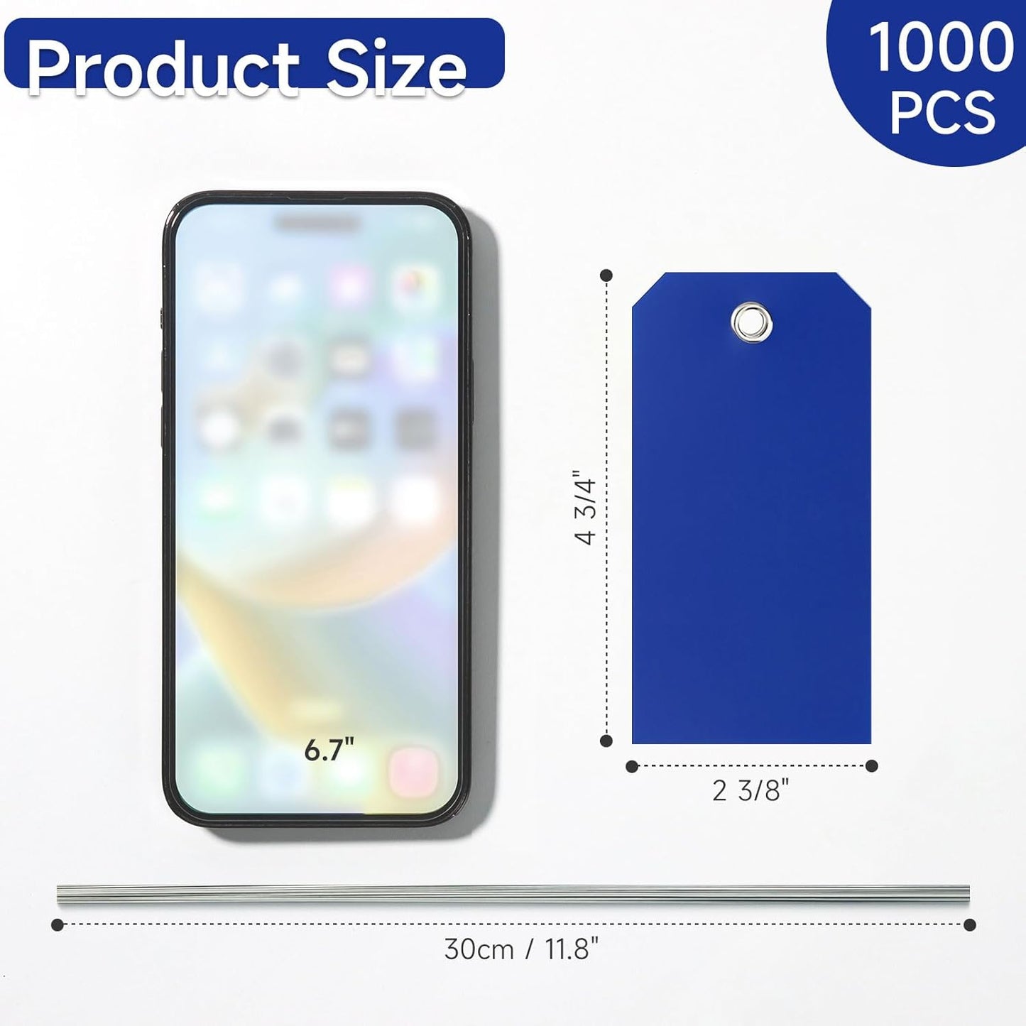 1000 Pieces Plastic Shipping Tags with Wire Labeling Tags Waterproof Hang Tags with Reinforcement Hole Writable Luggage tag Loops for Equipment Inventory Parts Garage (Colorful, 4 3/4" x 2 3/8")