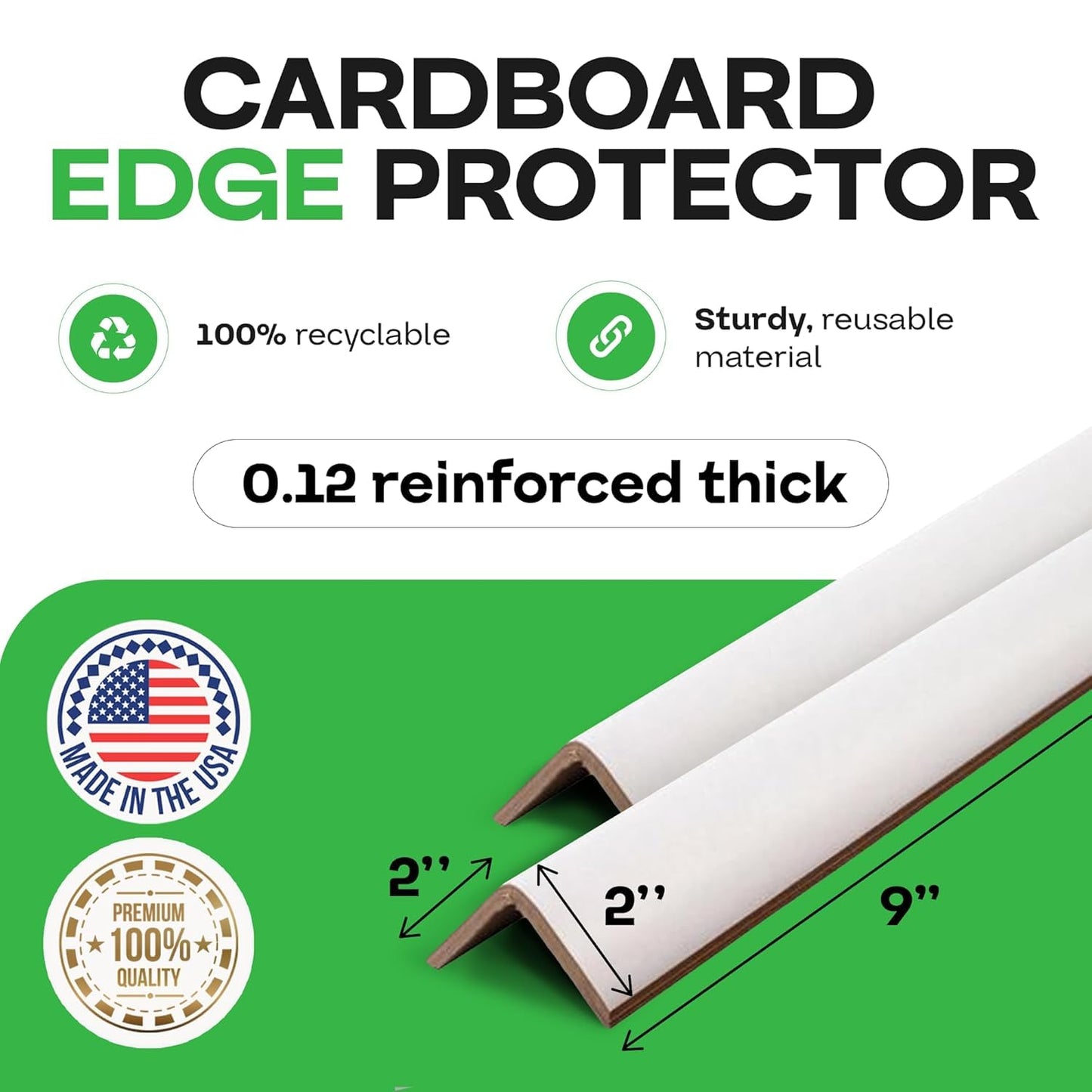 IDL Packaging Cardboard Edge Protectors 2" x 2" x 9", Full Pallet of 5,746 pc, White - V-Board Reinforced Corner Protectors - Regular-Duty Cardboard Corners for Shipping
