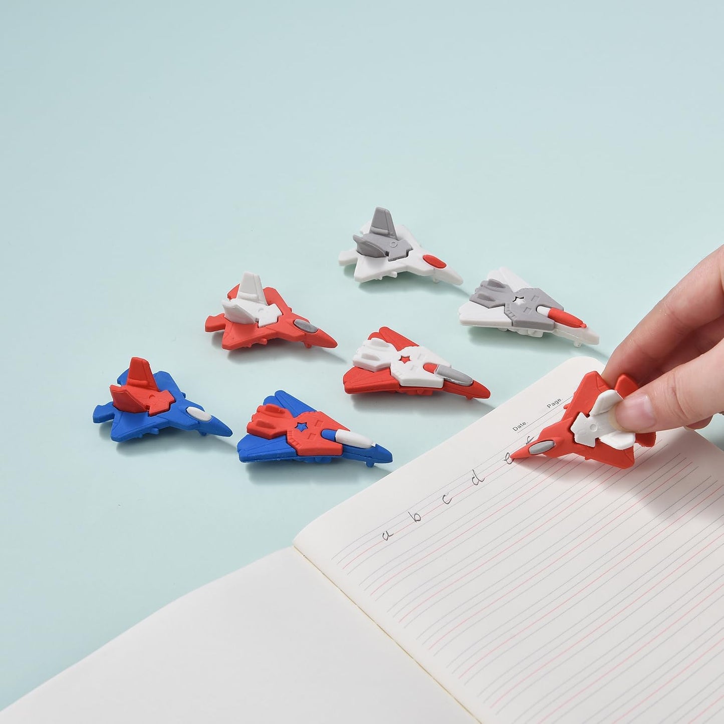 12 Pack Plane Erasers for Kids, 3D Erasers for Boys and Girls, Fun Erasers for School Supplies Prize Gifts Party Favors