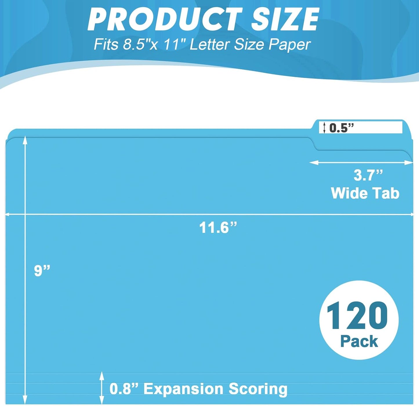 File Folder, HERKKA 120 Pack 1/3 Cut Tab File Folders, Letter Size, Assorted 6 Colors, Colored File Folders Great for Organizing and Filing