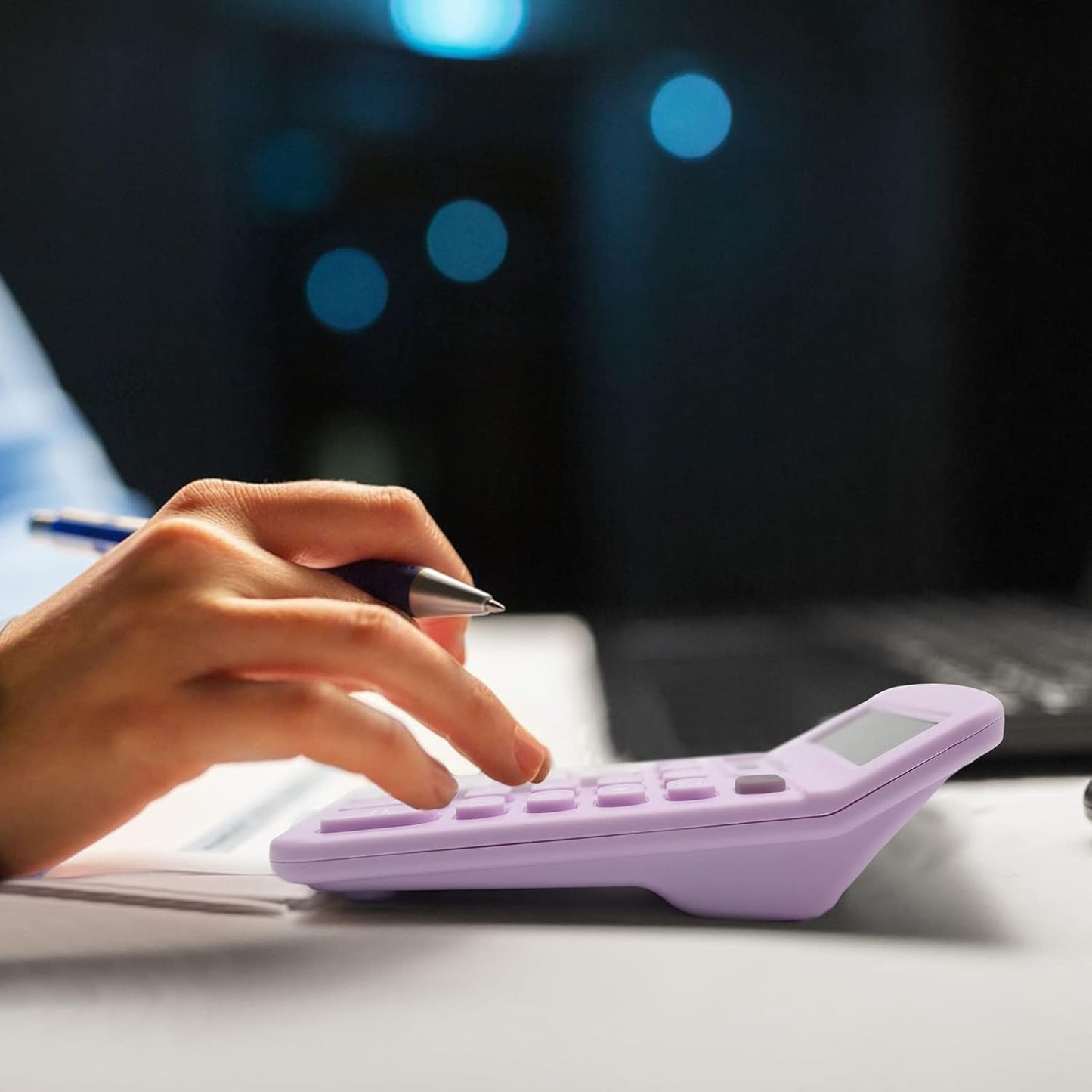 Purple Desktop Calculator - 12 Digit with Large LCD Display, Office Supplies with Sensitive Buttons