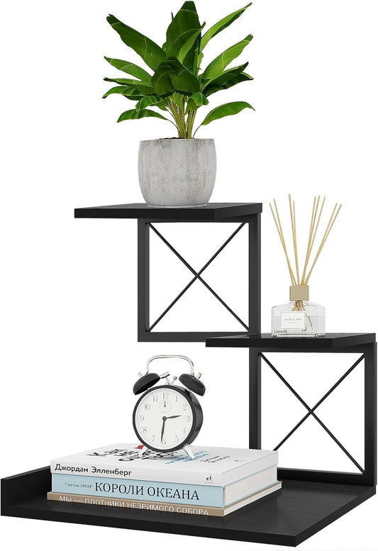 ELITEROO Wood Desktop Shelf, 3 Tier Desk Shelves Small Bookshelf Organizer, Office Storage Rack and Cubicle Organizers Accessories for Dorm Office Home Decor, Black