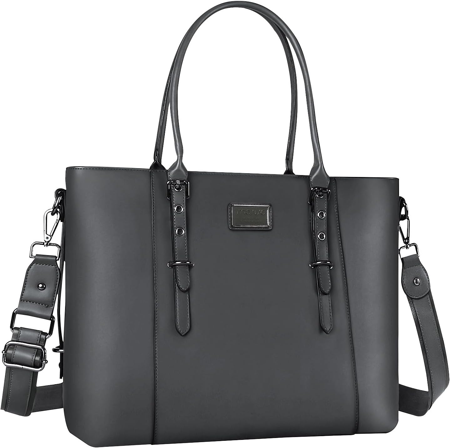 MOSISO PU Leather Laptop Tote Bag for Women, Waterproof Large Capacity Business Work Briefcase Shoulder Laptop Bag