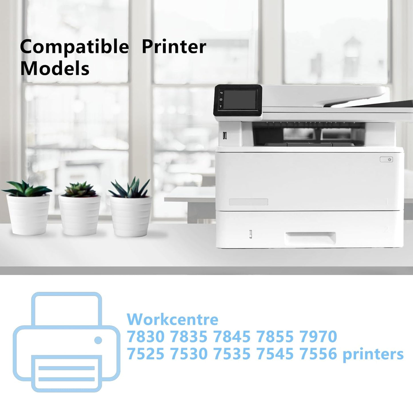 High Yield 7525 Toner Cartridge Compatible for Xerox Workcentre 7830 7835 7845 7855 7970 7525 7530 7535 7545 7556 7830i 7835i 7845i 7855i 7970i Printers (4-Pack Black Cyan Yellow Magenta