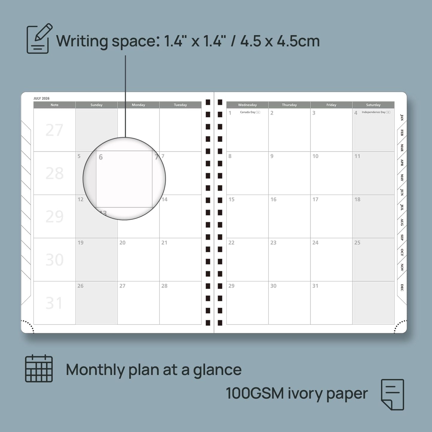 POPRUN 2026 Planner (Large Size 10'' x 8'' Wire-Bound Hard Cover) Daily Weekly and Monthly Calendar - Agenda 2026 (Jan.2026-Dec.2026) with Hourly Schedule, Monthly Tabs - Black