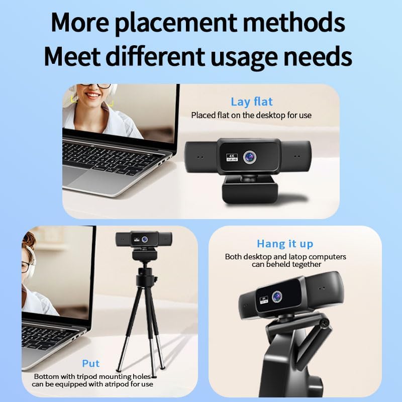 1080P Webcam, Compatible with PC/Laptop/Mac, Computer Camera with Low-Light Correction, AI Noise-Canceling Microphone, Adjustable Field of View, Built-in Privacy Shutter, Ideal for Meetings (W10)