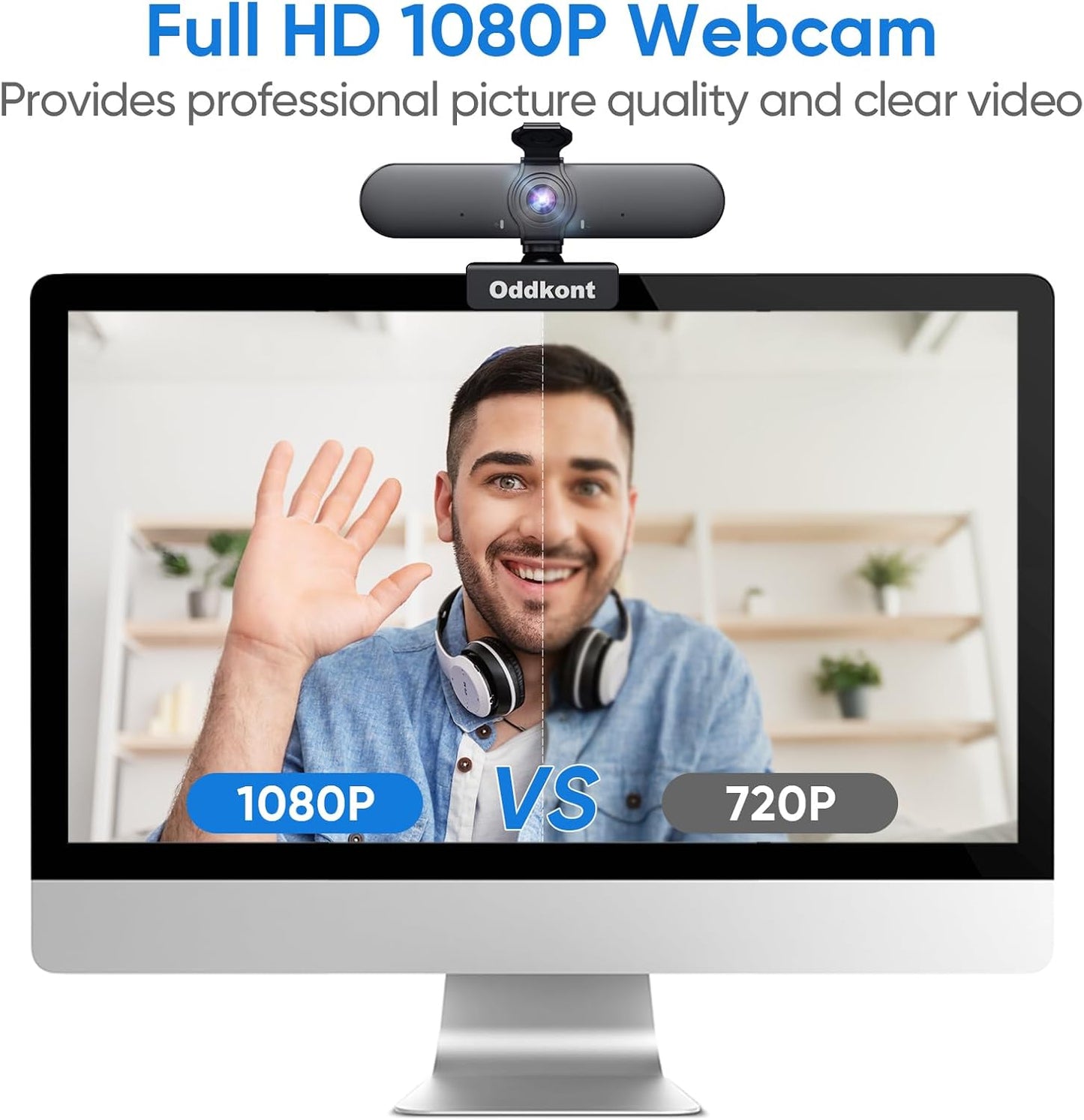 Full HD 1080P Webcam with Microphone, Auto-Light Balance, Rotatable Design,Privacy Cover, Plug and Play for Zoom, Skype,Web Conferencing - Compatible with Windows, Mac, Laptop, Desktop
