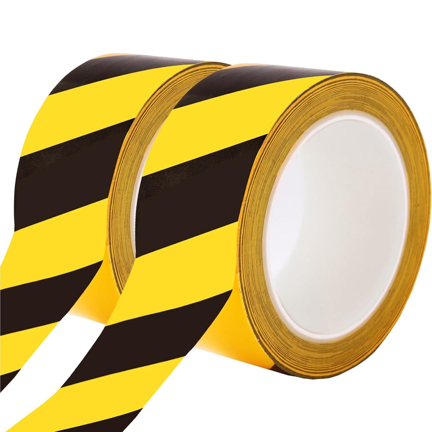 2 Inch x 220 FT Black & Yellow Floor Marking Tape, High-Visibility & Adhesive Hazard Tape for Caution & Aisle Marking, Caution Warning Safety Stripe Tape Roll for Walls Steps Pipes Equipment