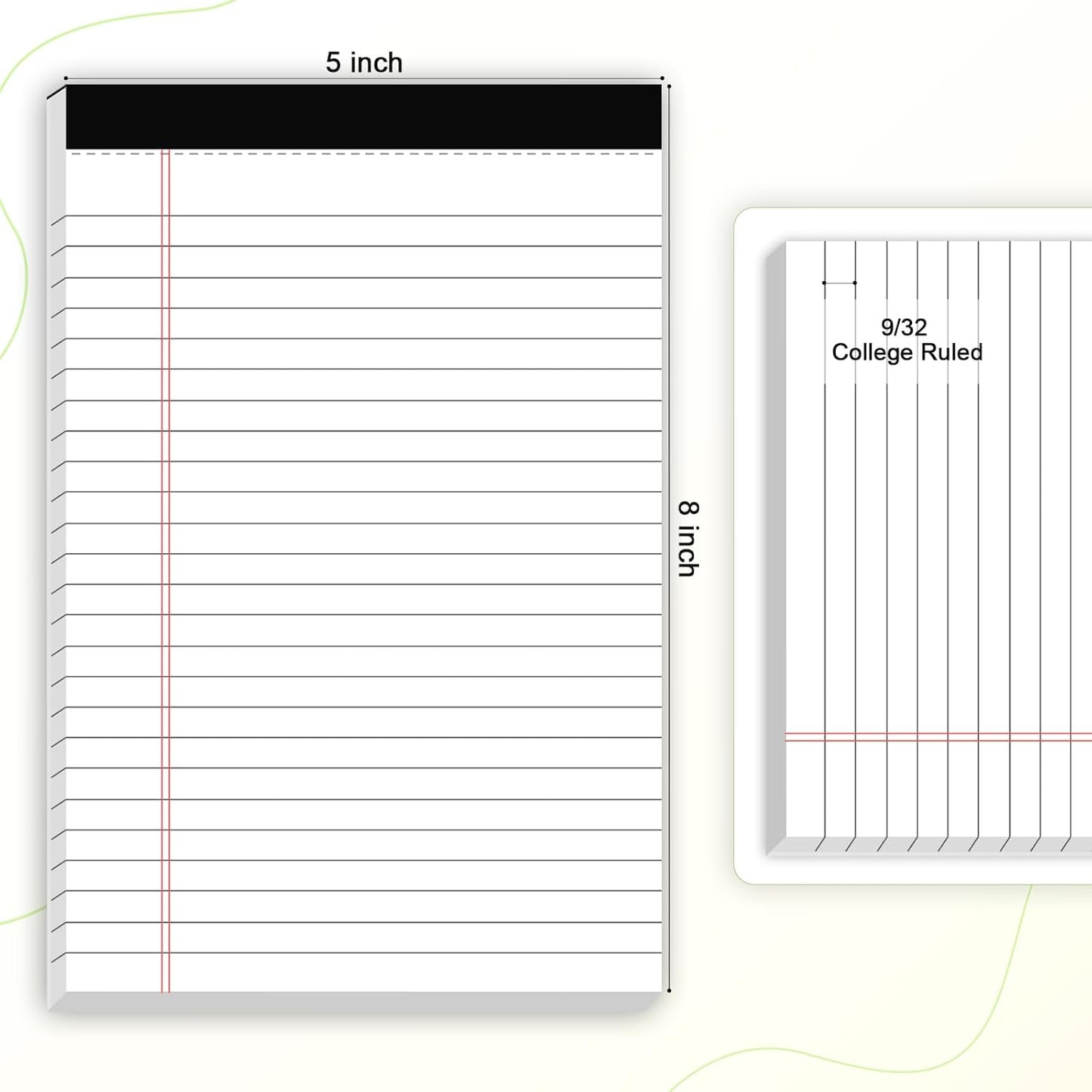 6pcs Small Note Pad 5x8 College Ruled Legal Pads Paper Notepads 6 Pack Study Back Writing Pads 5 x 8 Legal Pads Perforated Narrow Ruled Pads of Paper White