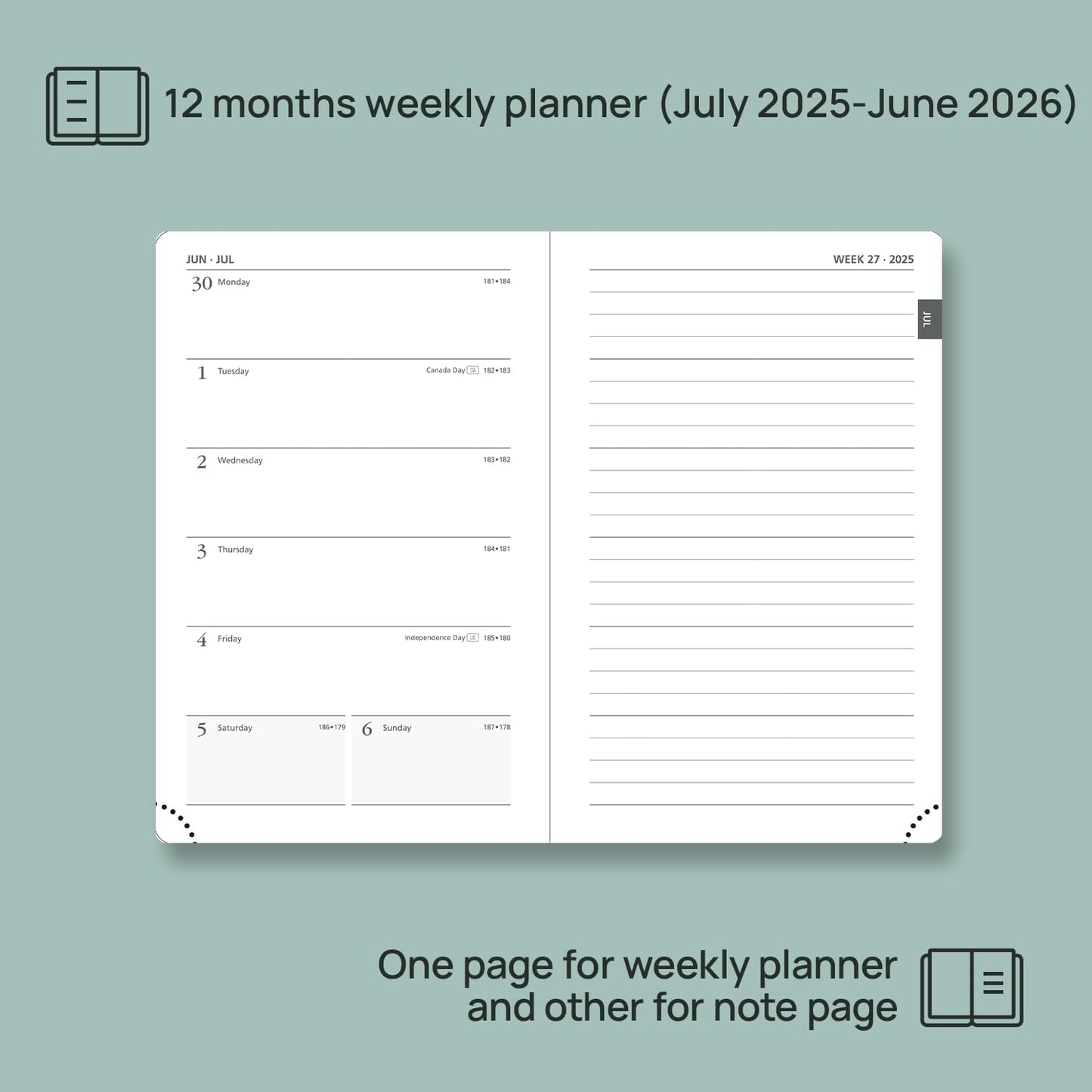 POPRUN Planner 2025-2026 Weekly Notebook for Purse(Pocket Size 4''x 6.25'') Small Academic Calendar (JUL.25 - JUN.26) with Monthly Tabs, Leather Soft Cover, Inner Pocket, 100 GSM - Royal Blue
