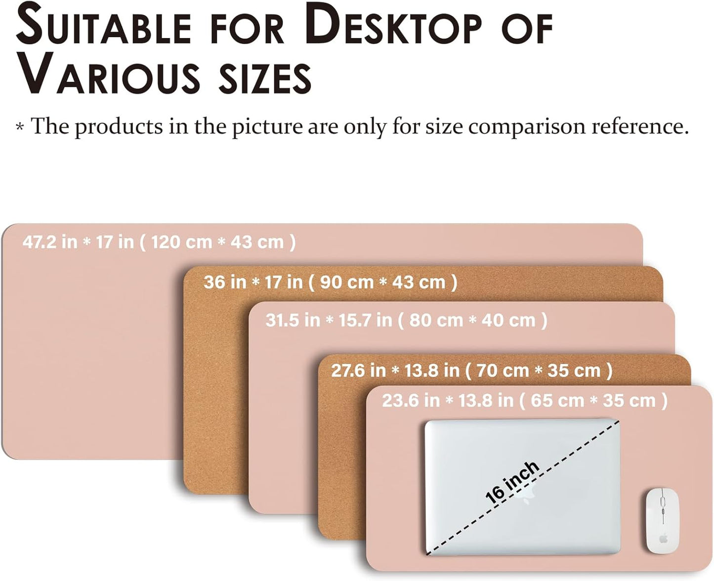 Cork Desk Mat - Dual-Sided Desk Pad for Office and Home - Desk Organization and Accessories - Ideal for Large Mouse Pad and Desk Mats on Top of Desks(Pink,27.6"x 13.8")