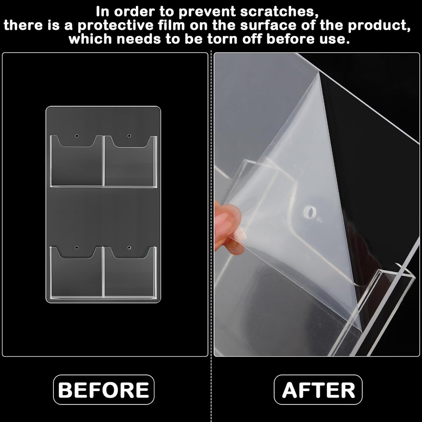 Eersida 2 Pack Acrylic Brochure Pamphlet Holder Wall Mount Clear Brochure Display Holder Plastic Trifold Flyer Rack Literature Storage Rack for Offices Waiting Room (9 x 15 Inch,4 Pockets)