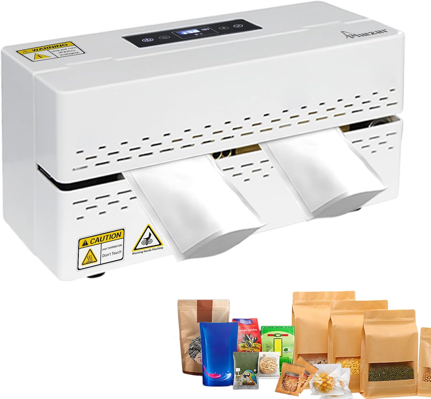 Continuous Heat Sealing Machine for Plastic/Mylar Bags, with Digital Temperature Control, Lightweight Horizontal Bag Sealer for Food Storage, Kitchen, Bakery, Snacks (Sealing Machine with Roller)