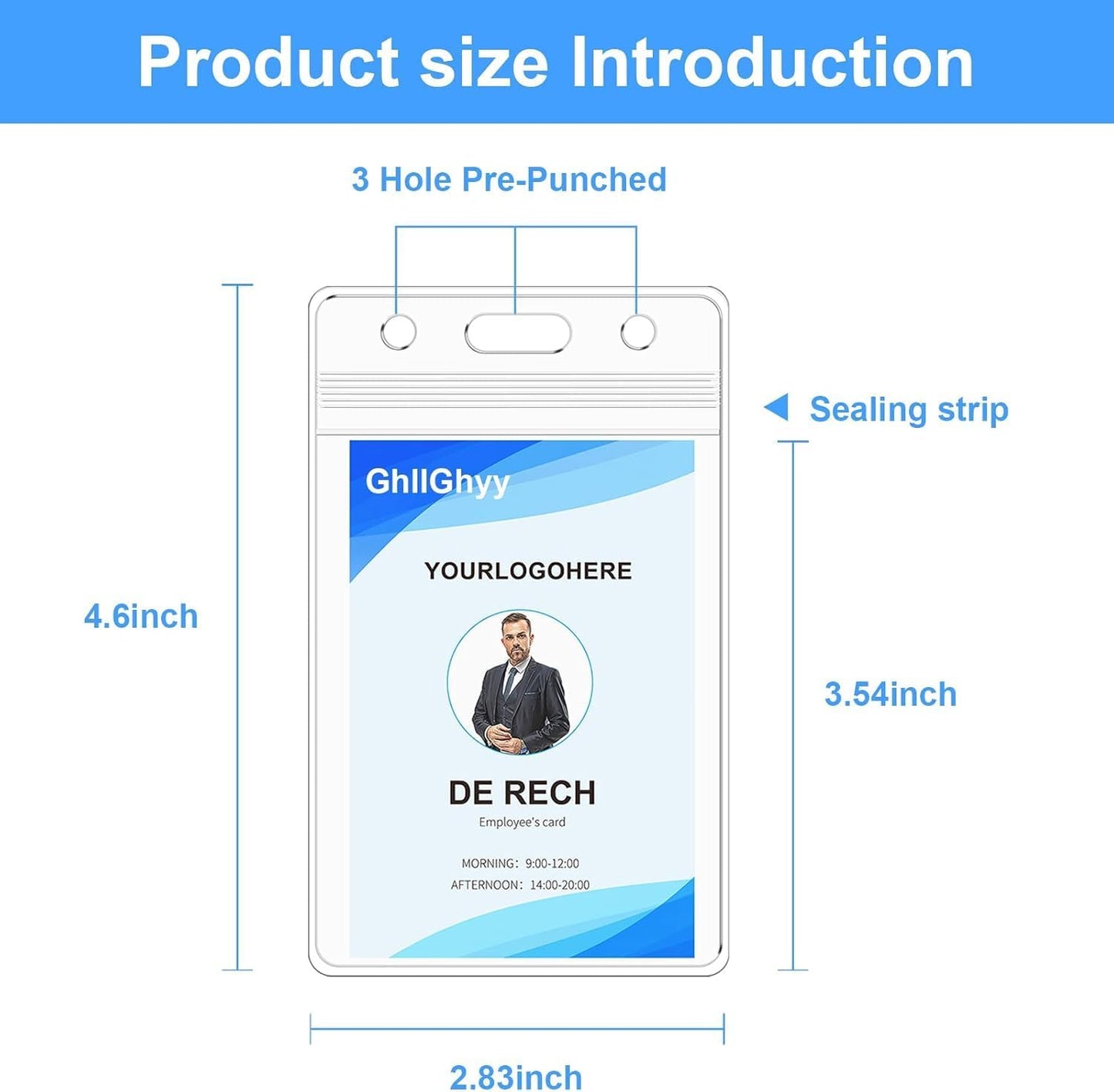 200 Pack Extra Thick Name Badge Holders, Heavy Duty & Sealable Waterproof Vertical ID Badge Holders, Durable Clear PVC Plastic Badge Sleeve for Credit Card/Shcool Work Badge/Room Key/RFID