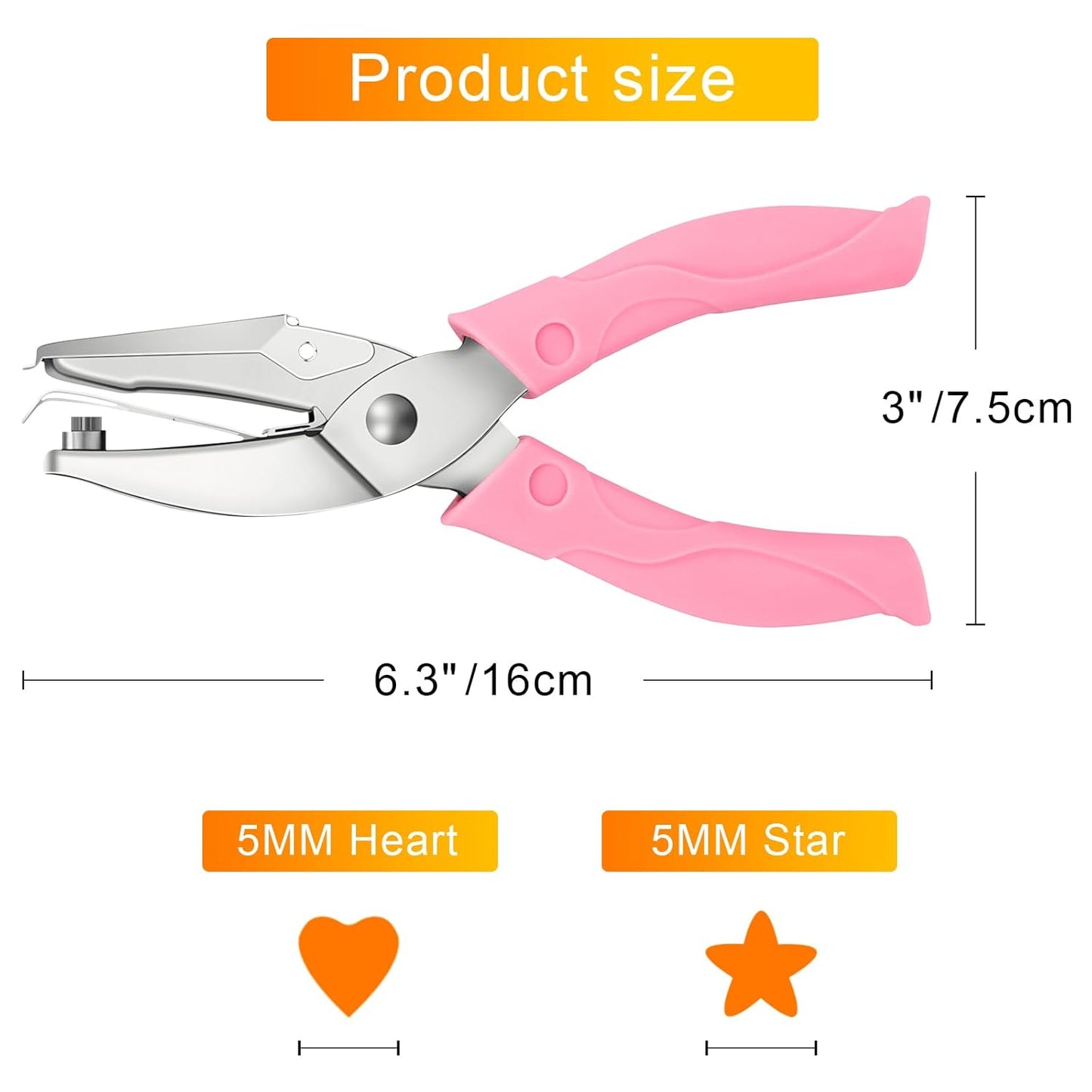 2 Pack Handheld Hole Paper Punch Kit,Single Hole Punch, Heart and Star Hole Punch